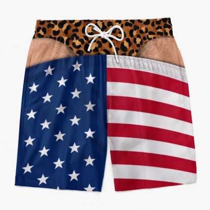 Custom Funny Patriotic Men Swim Trunks - Personalized Birthday Gifts For Husband, Son, Grandson, Brother, Grandpa, Dad, Yourself - Warning Wide Load