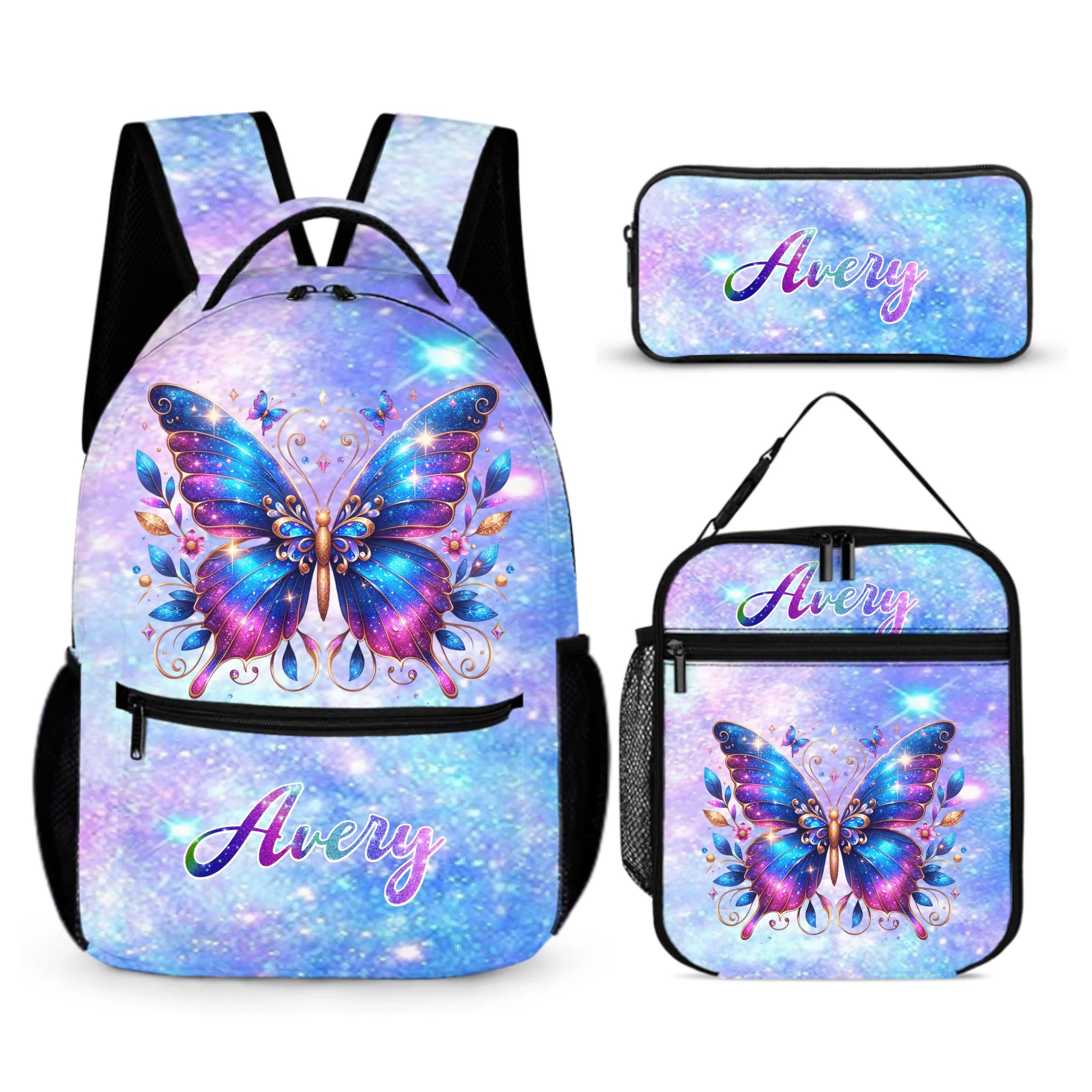 Personalized Shiny Butterfly Children's Backpack — Personalized Name Backpack — Back-to-School Gift