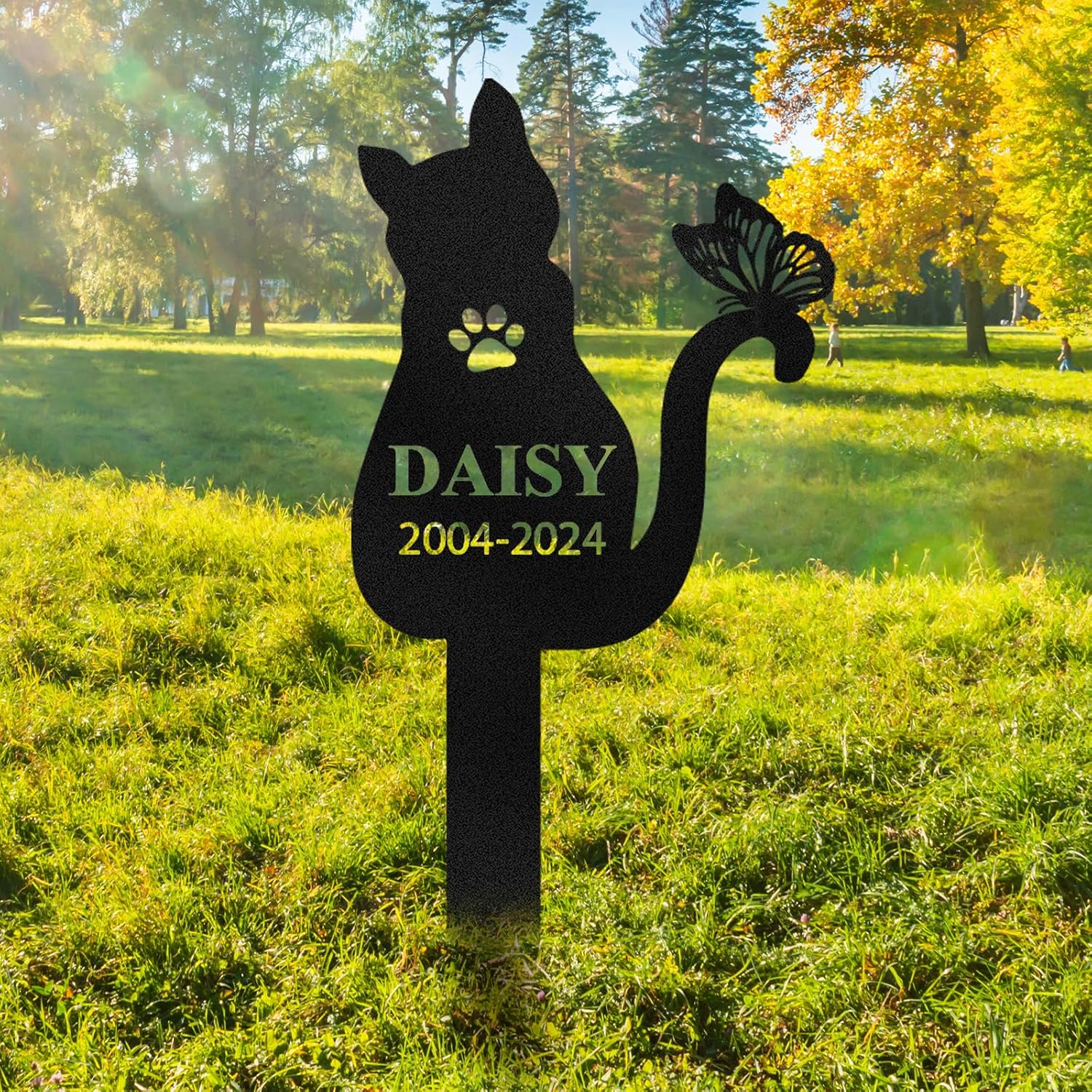 Custom Pet Memorial Garden Stake, Cat Headstone & Memorial Plaque for