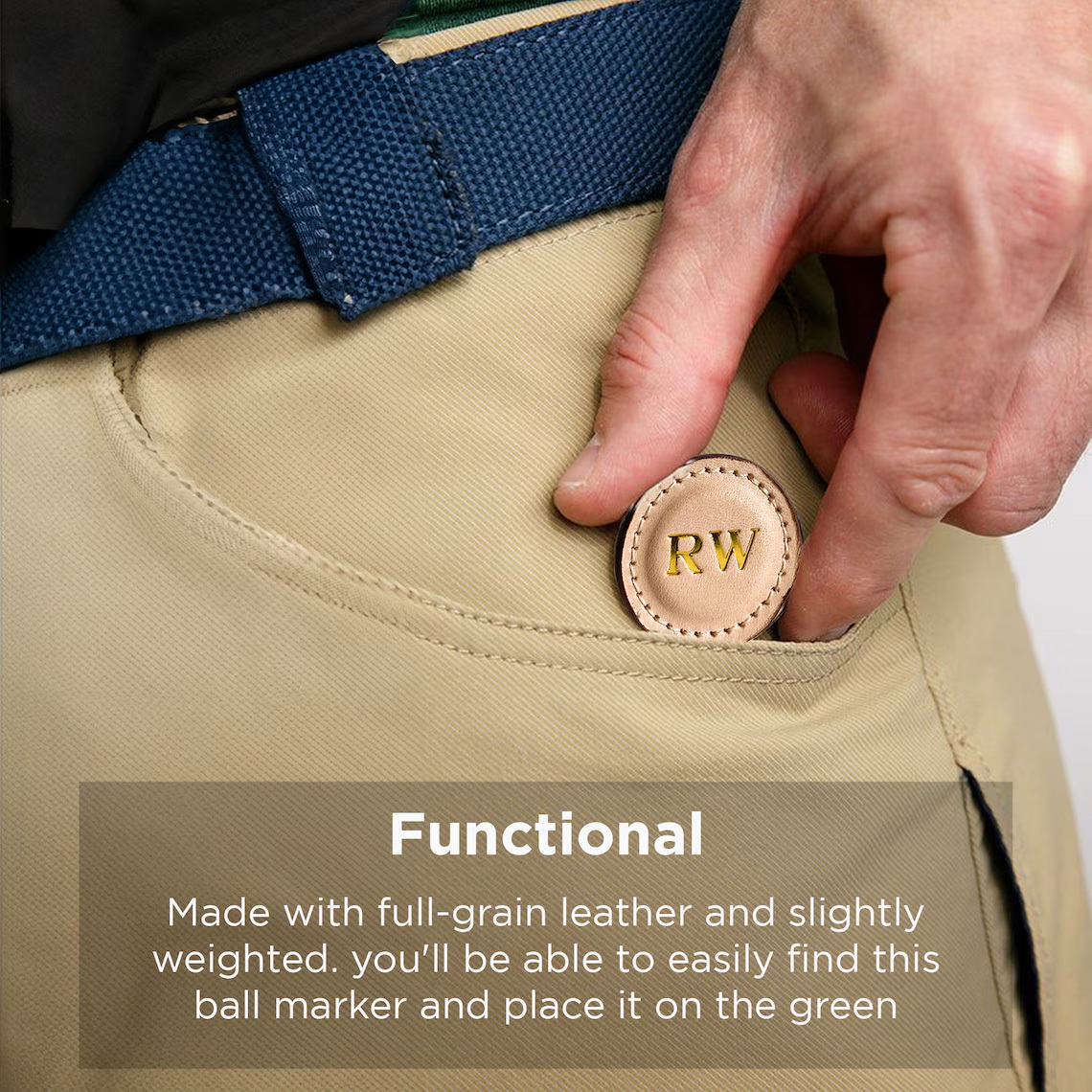 Premium Leather Golf Ball Marker Set of 2, Full Grain Vegetable Tanned Leather, Personalized Golf Gift, Custom Monogram, 1.5" Diameter, Perfect for Golf Lovers