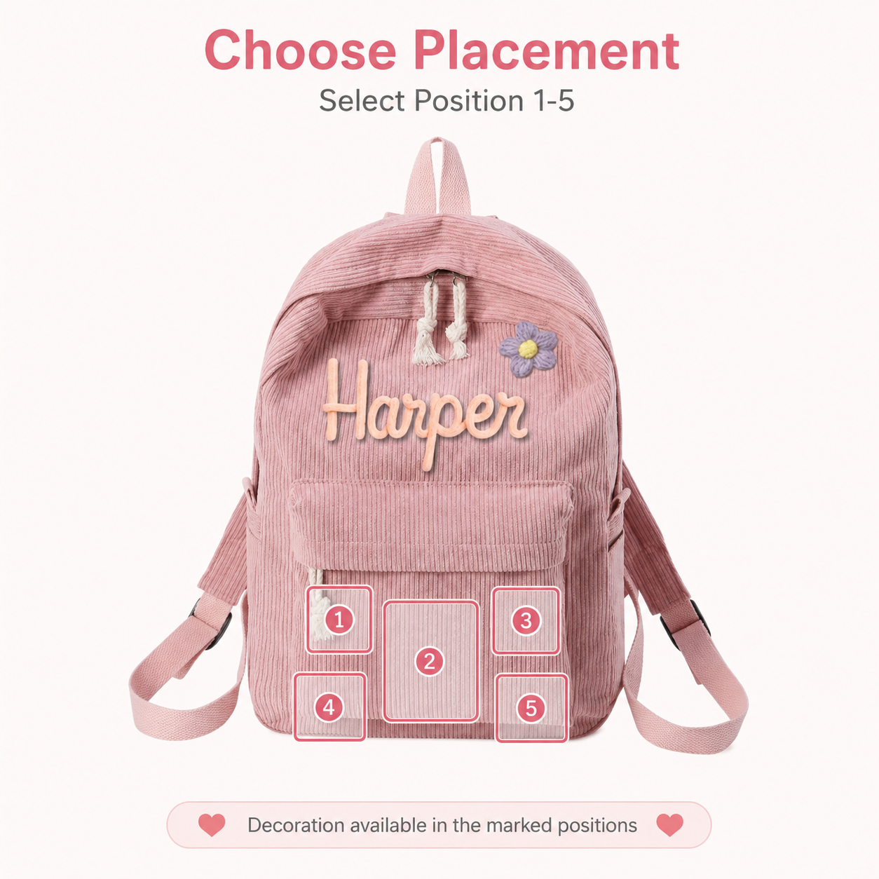 Personalized Corduroy Backpack for Kids – Custom Name School Bag