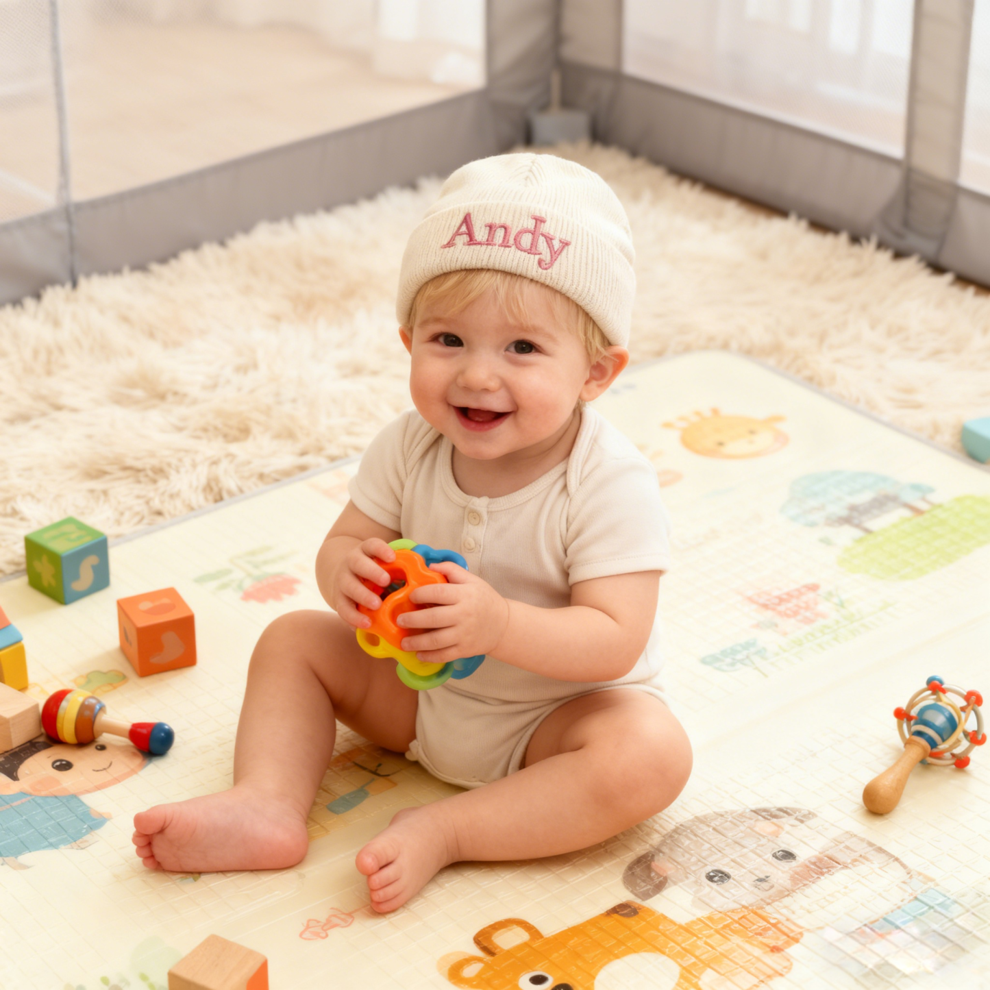 Personalized Embroidered Beanie for All Ages – Custom Winter Hat for Christmas Gift & Family Matching Outfits