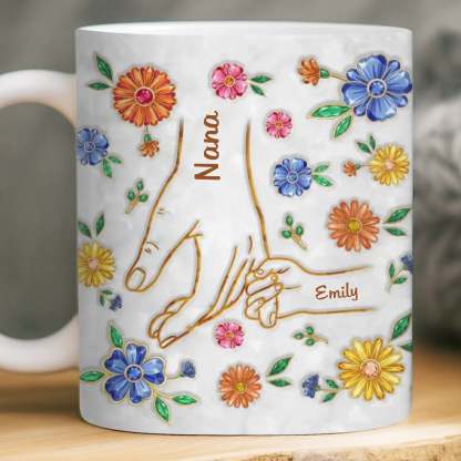 Custom 3D Inflated Effect Printed Mug - Personalized Mother's Day Gifts For Mom, Grandma - A Mother’s Loving Hands