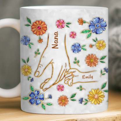 Custom 3D Inflated Effect Printed Mug - Personalized Mother's Day Gifts For Mom, Grandma - A Mother’s Loving Hands