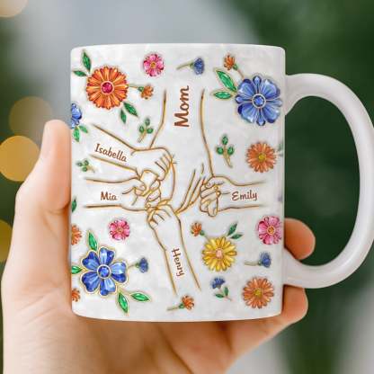 Custom 3D Inflated Effect Printed Mug - Personalized Mother's Day Gifts For Mom, Grandma - A Mother’s Loving Hands