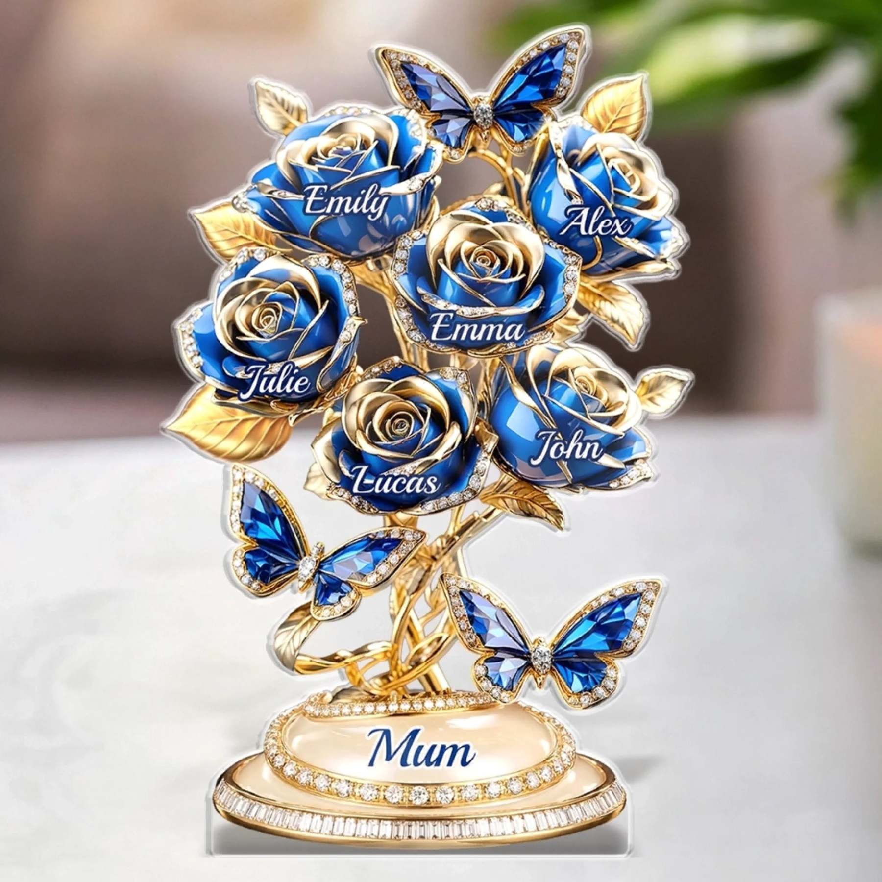 Custom Acrylic Plaque - Personalized Mother's Day Gifts For Mum, Grandma - Forever Written In Petals