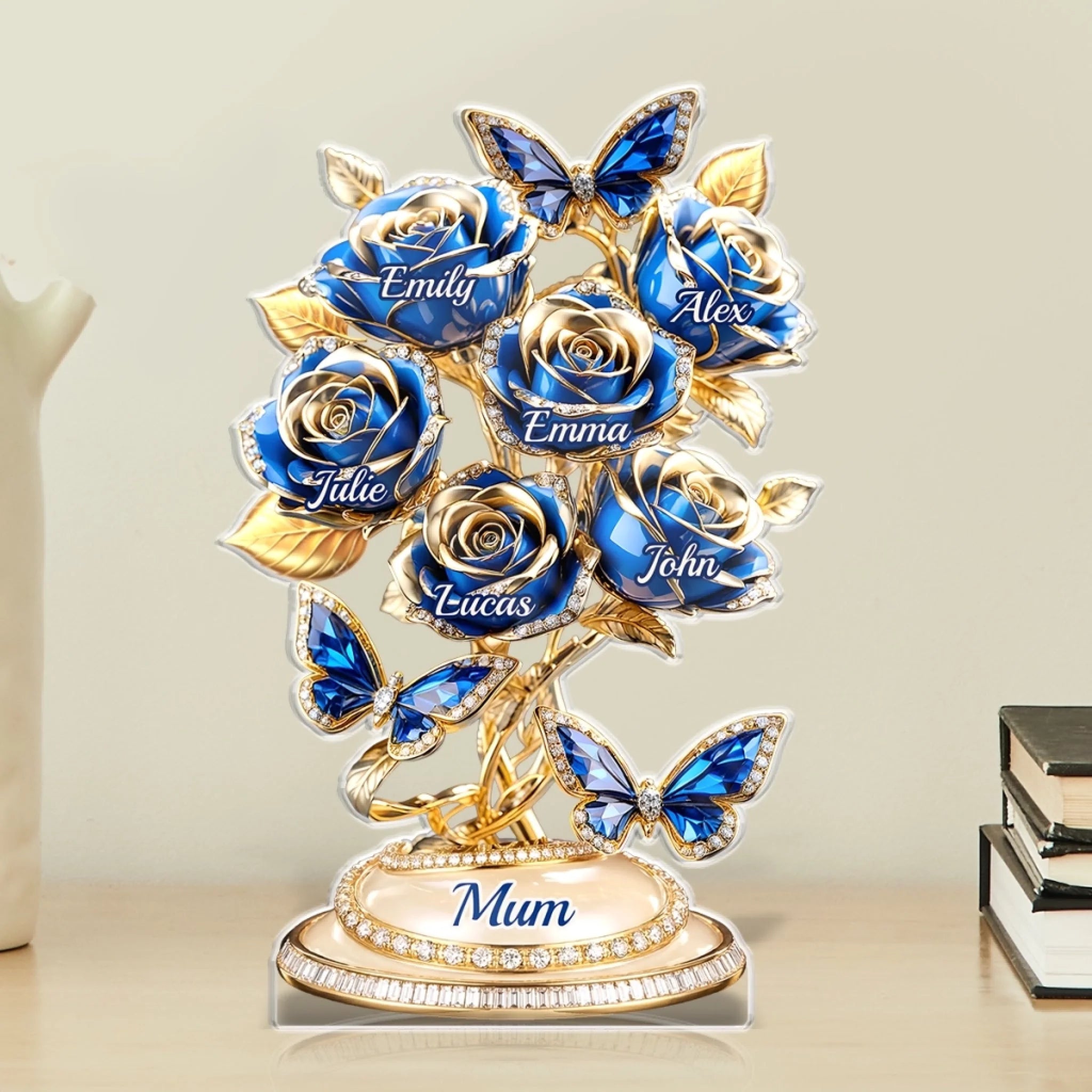 Custom Acrylic Plaque - Personalized Mother's Day Gifts For Mum, Grandma - Forever Written In Petals