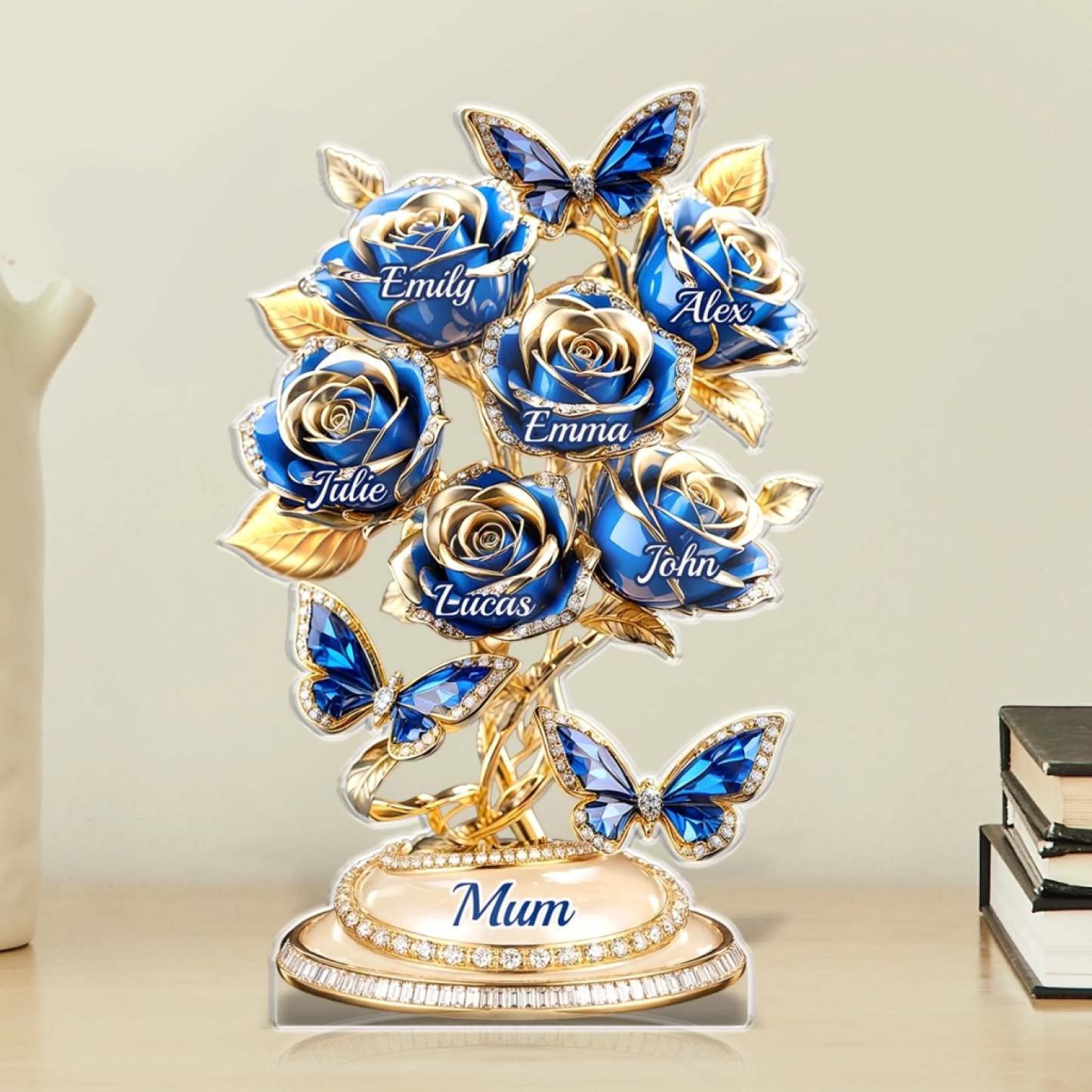 Custom Acrylic Plaque - Personalized Mother's Day Gifts For Mum, Grandma - Forever Written In Petals