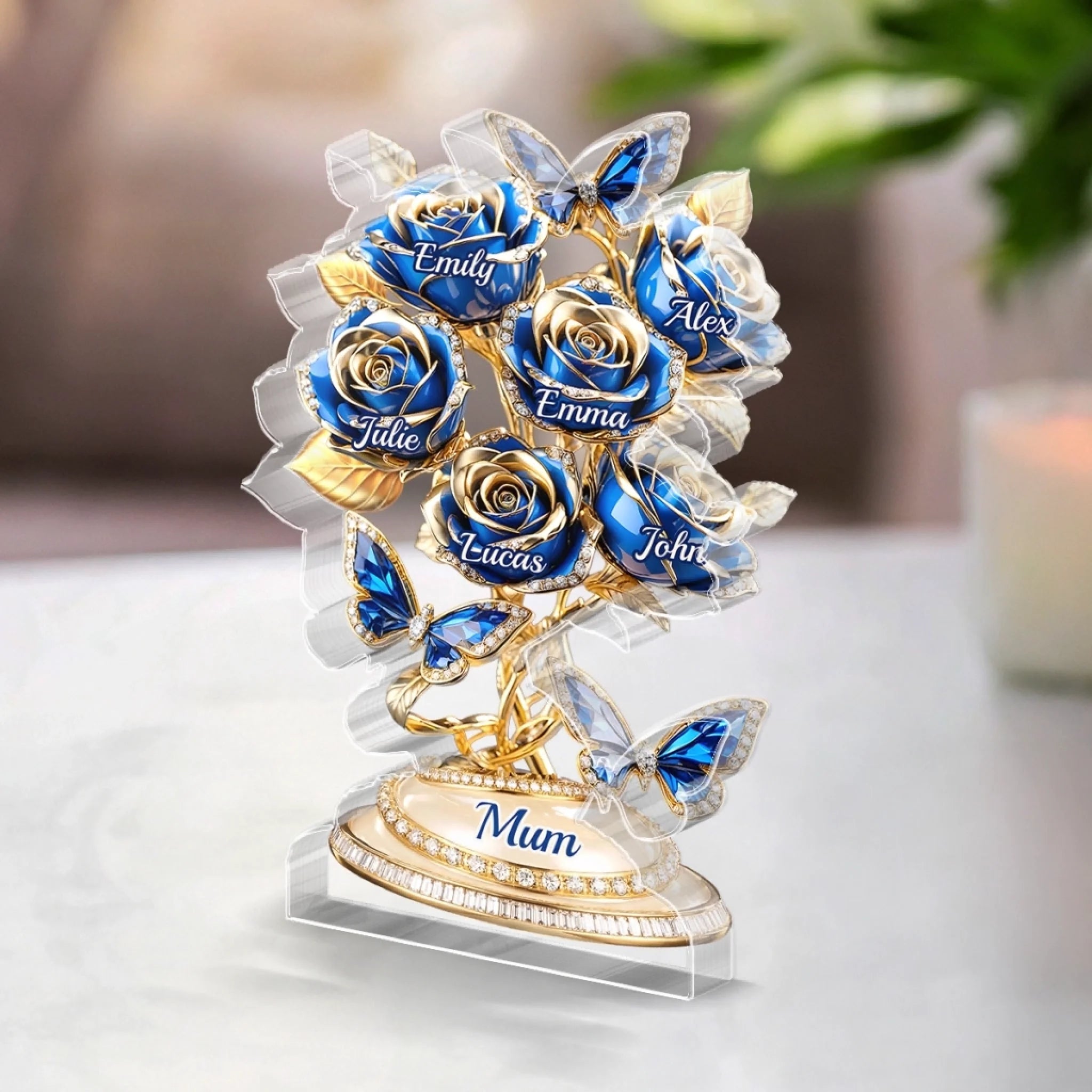 Custom Acrylic Plaque - Personalized Mother's Day Gifts For Mum, Grandma - Forever Written In Petals