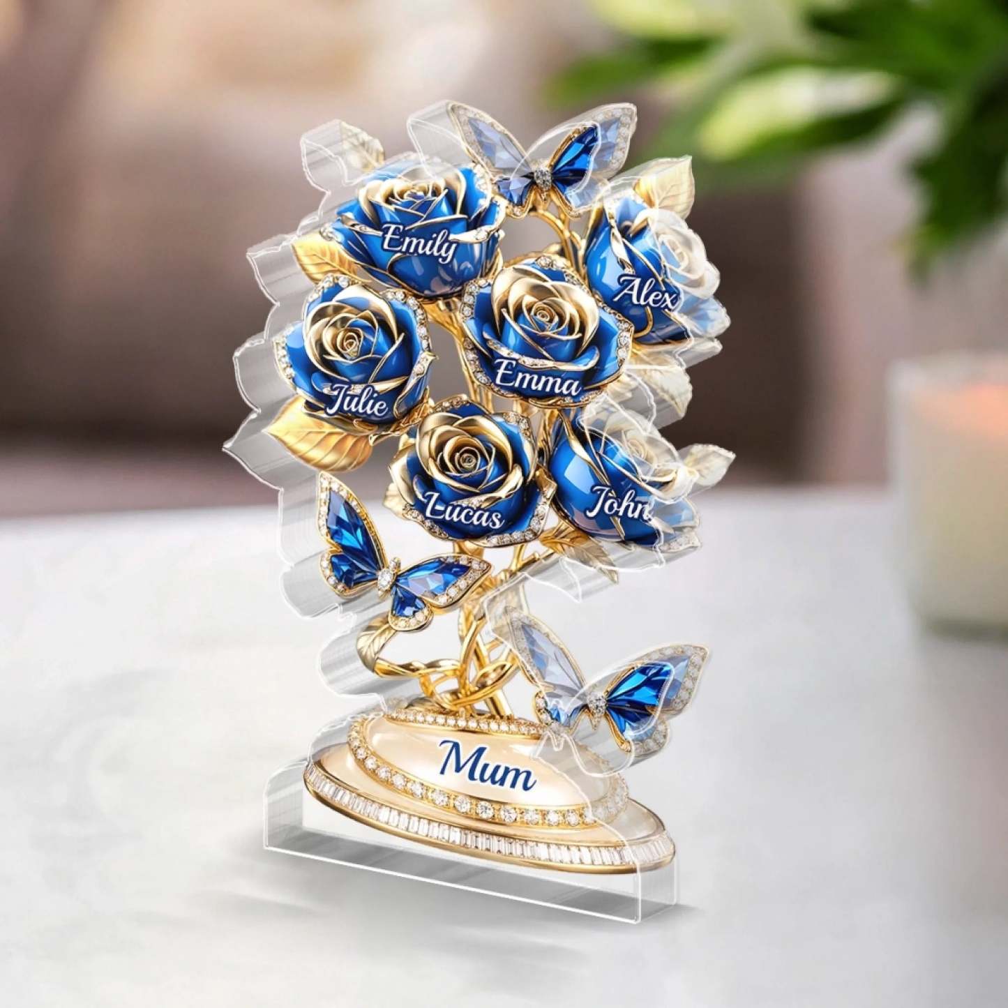 Custom Acrylic Plaque - Personalized Mother's Day Gifts For Mum, Grandma - Forever Written In Petals