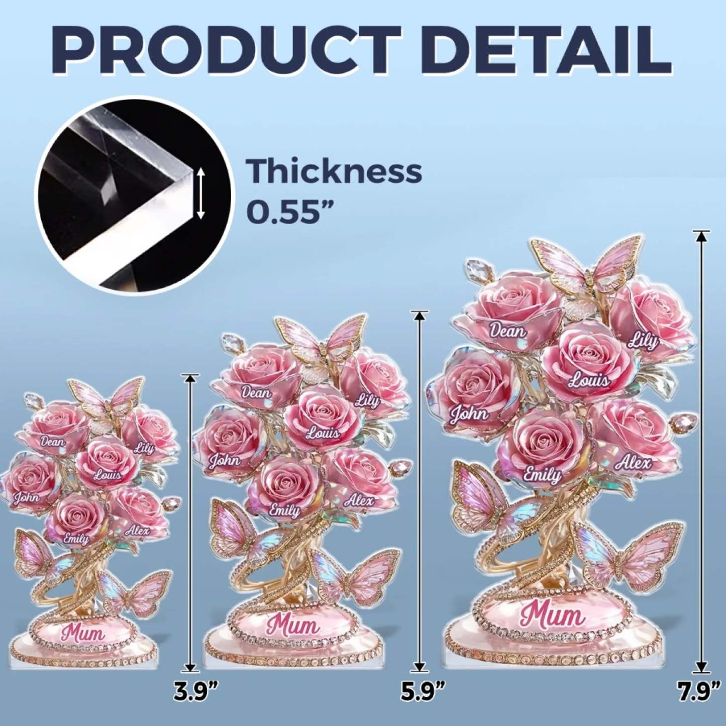 Custom Acrylic Plaque - Personalized Mother's Day Gifts For Mom, Grandma - A Mom’s Love, Forever Blooming