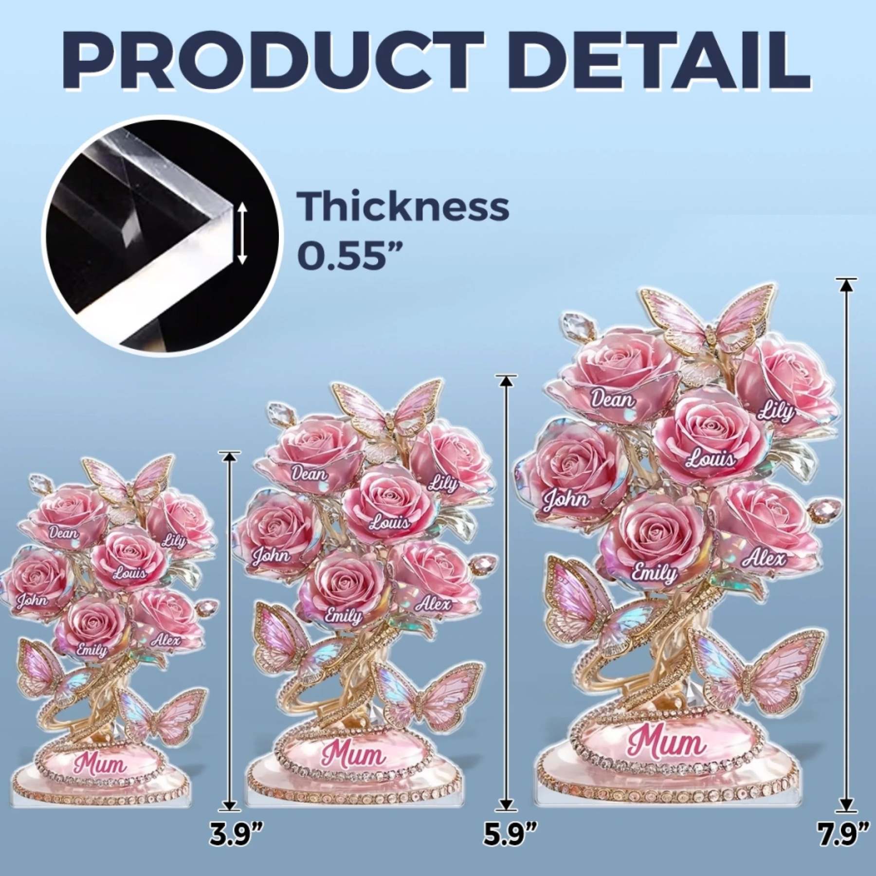 Custom Acrylic Plaque - Personalized Mother's Day Gifts For Mom, Grandma - A Mom’s Love, Forever Blooming