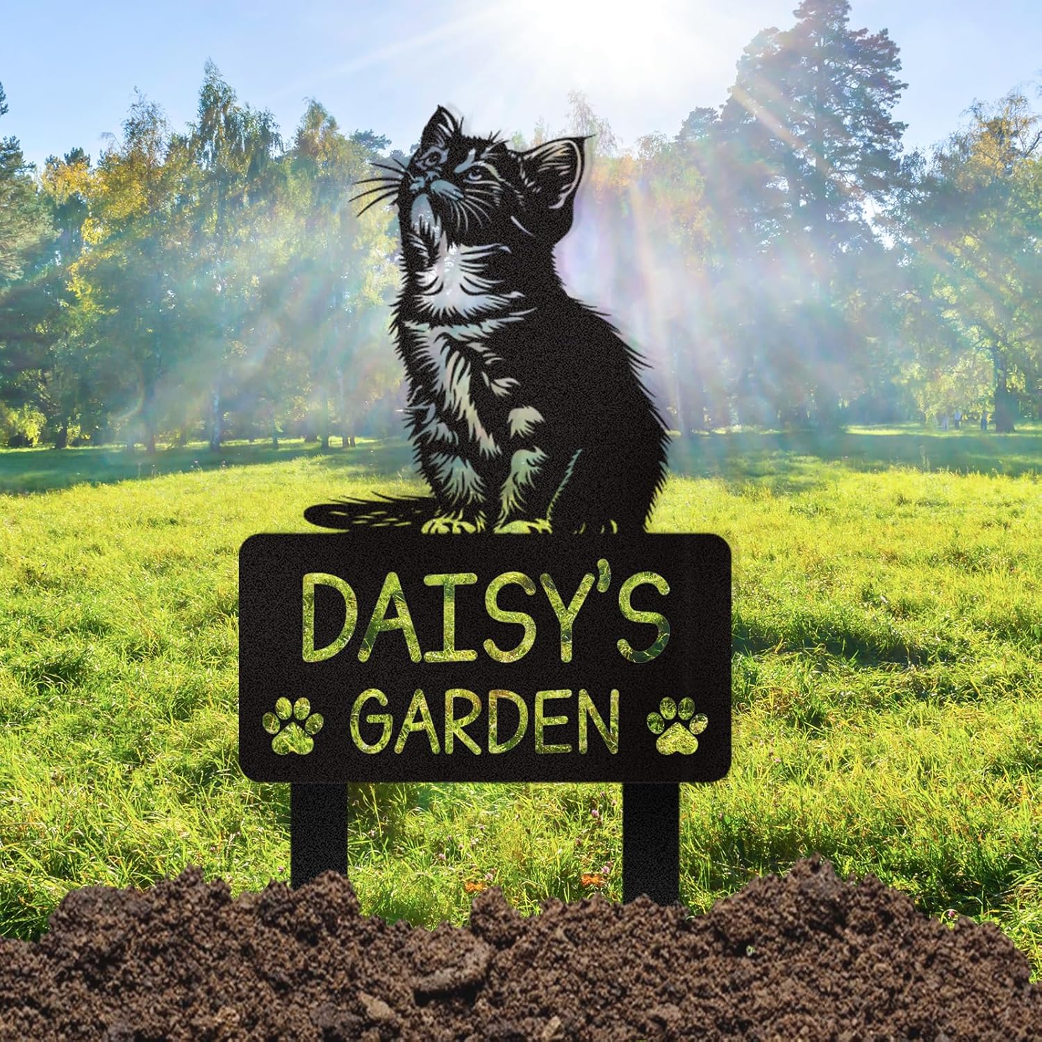 Custom Pet Memorial Garden Stake, Cat Headstone & Memorial Plaque for