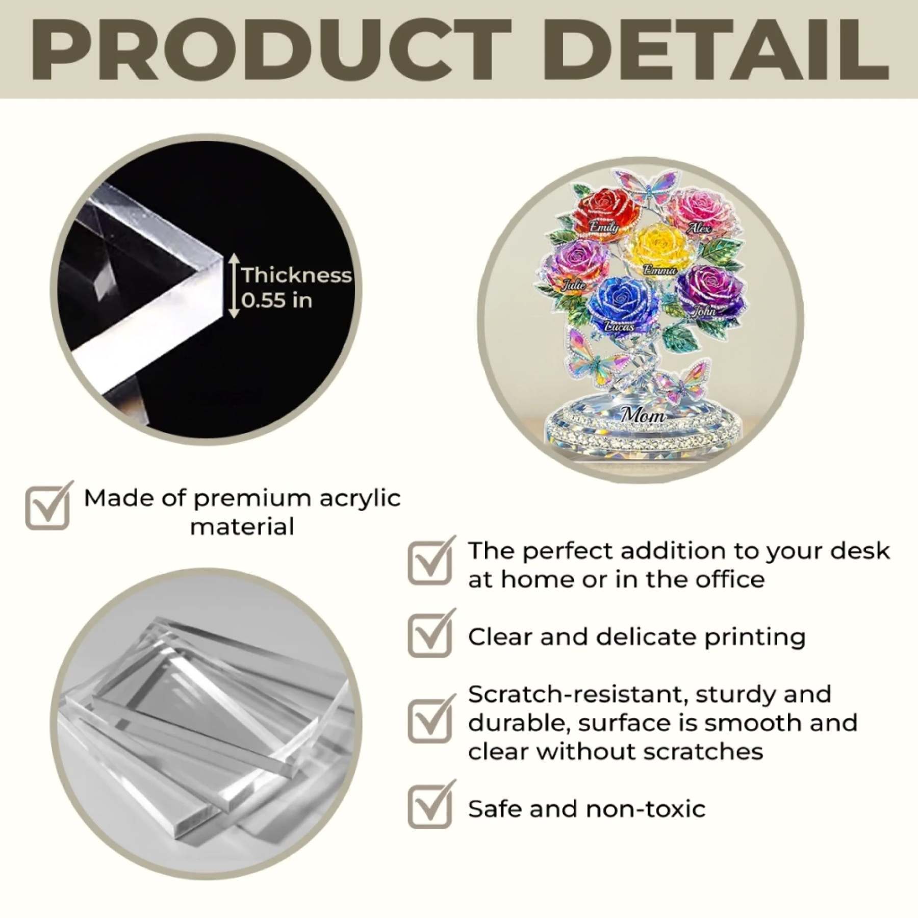 Custom Acrylic Plaque - Personalized Mother's Day Gifts For Mom, Grandma - Grandma Love Lives Forever