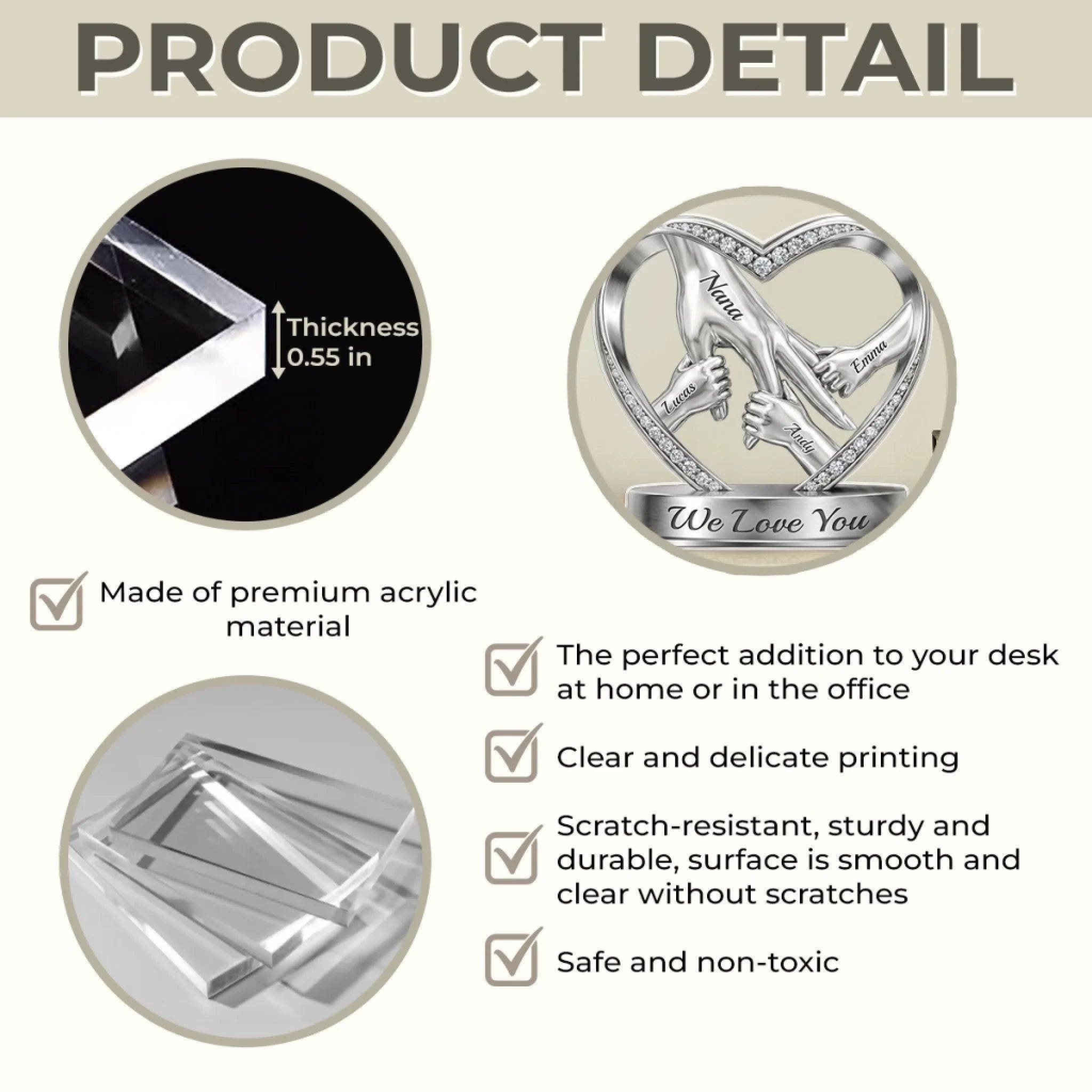 Custom Acrylic Plaque - Personalized Mother's Day Birthday Gifts For Mom, Grandma -  Hands That Promise Forever