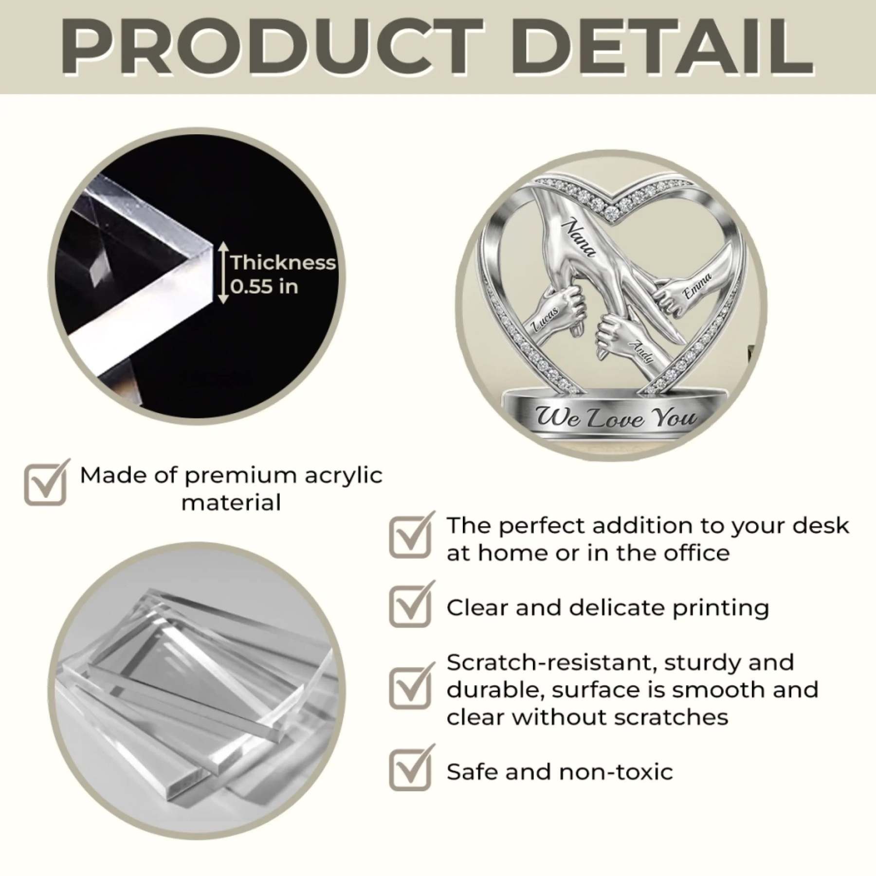 Custom Acrylic Plaque - Personalized Mother's Day Birthday Gifts For Mom, Grandma -  Hands That Promise Forever