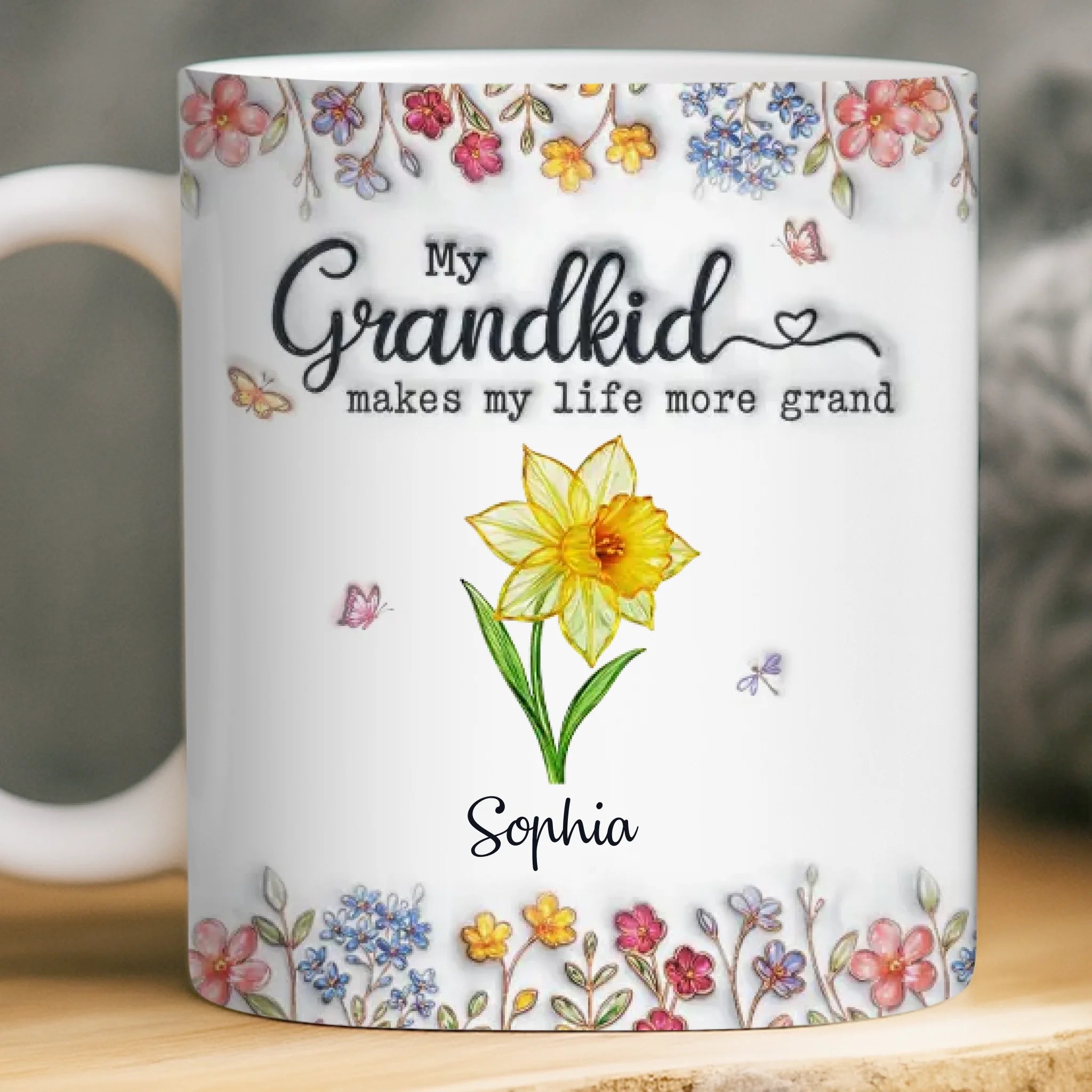 Custom 3D Inflated Effect Printed Mug - Personalized Mother's Day Gifts For Mom, Grandma - Grandkids Make Life Sweet
