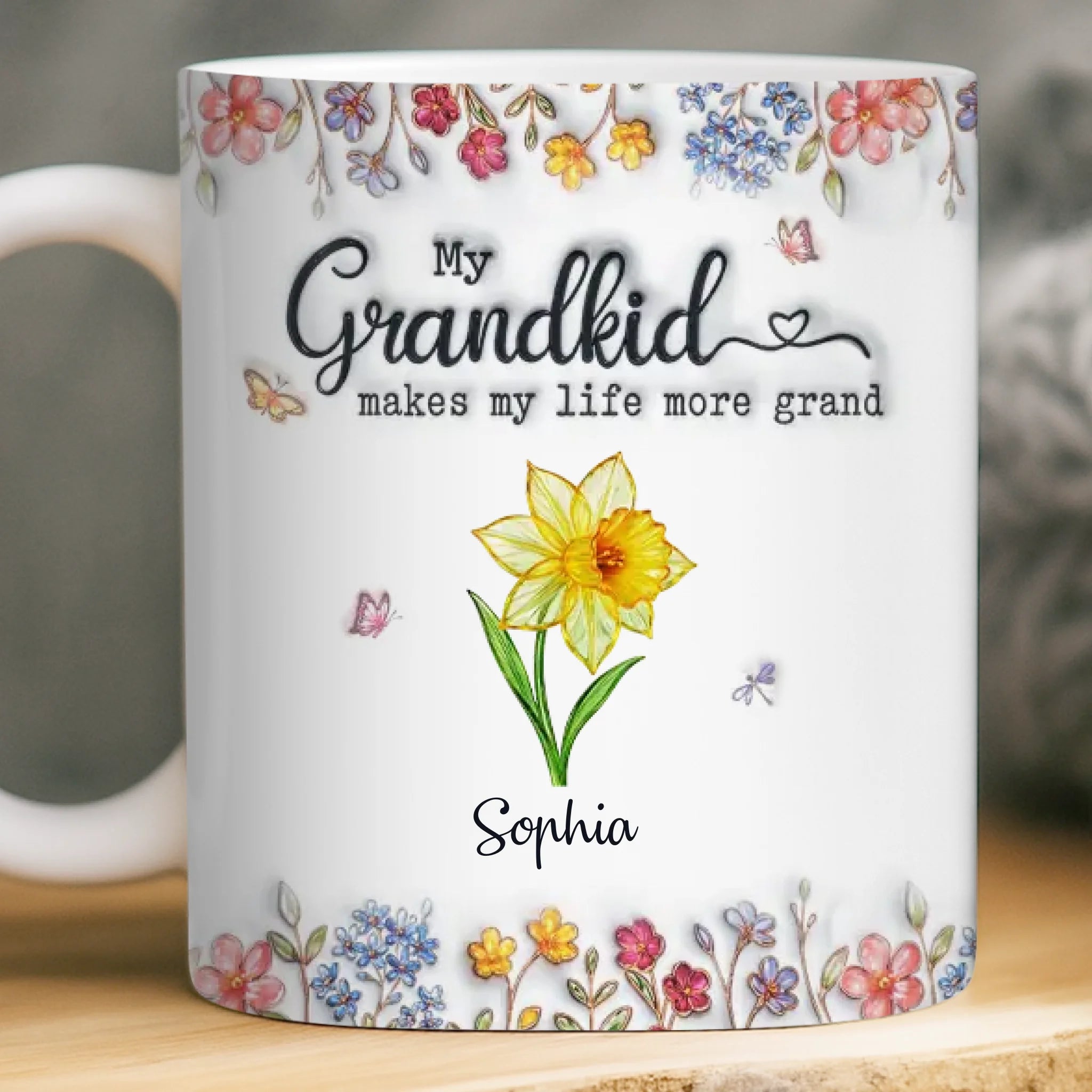 Custom 3D Inflated Effect Printed Mug - Personalized Mother's Day Gifts For Mom, Grandma - Grandkids Make Life Sweet