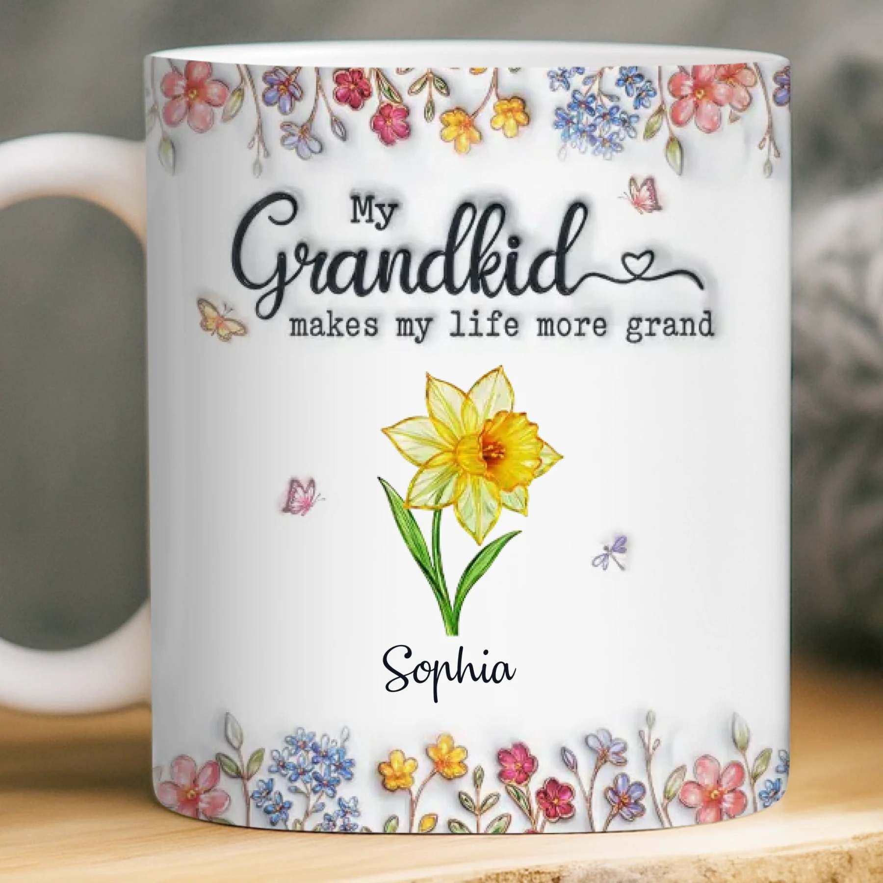 Custom 3D Inflated Effect Printed Mug - Personalized Mother's Day Gifts For Mom, Grandma - Grandkids Make Life Sweet