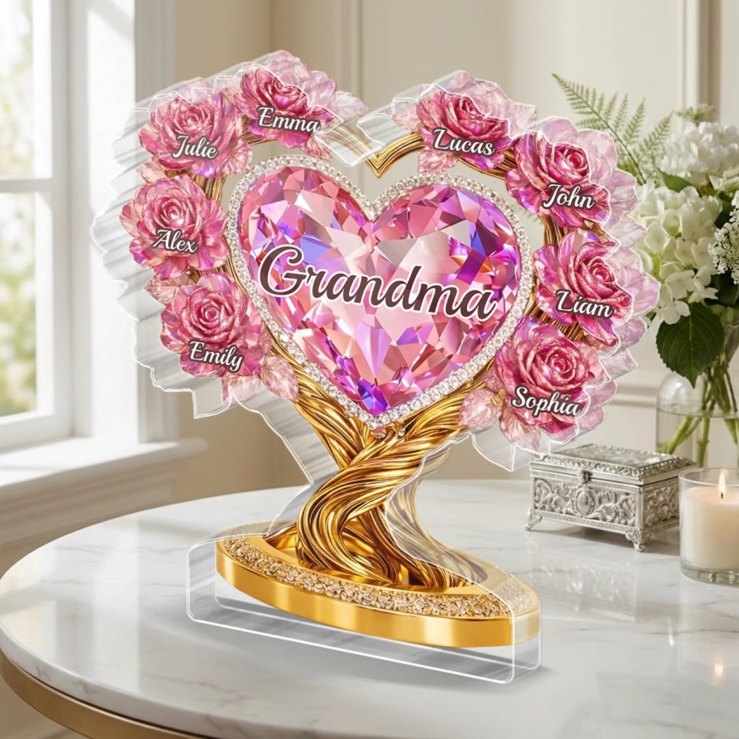 Custom Acrylic Plaque - Personalized Mother's Day Gifts For Mom, Grandma - Grandma Love Never Ends