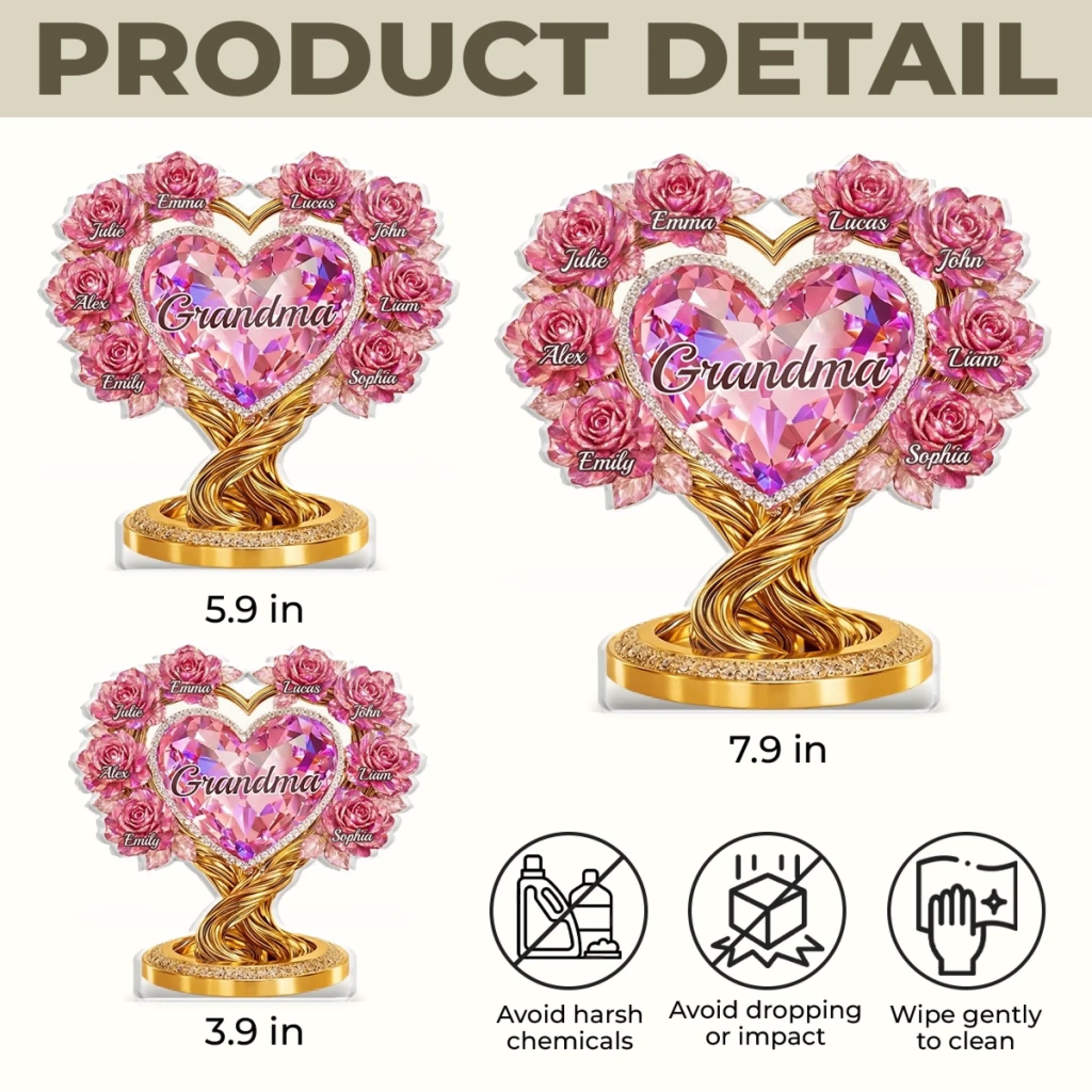 Custom Acrylic Plaque - Personalized Mother's Day Gifts For Mom, Grandma - Grandma Love Never Ends