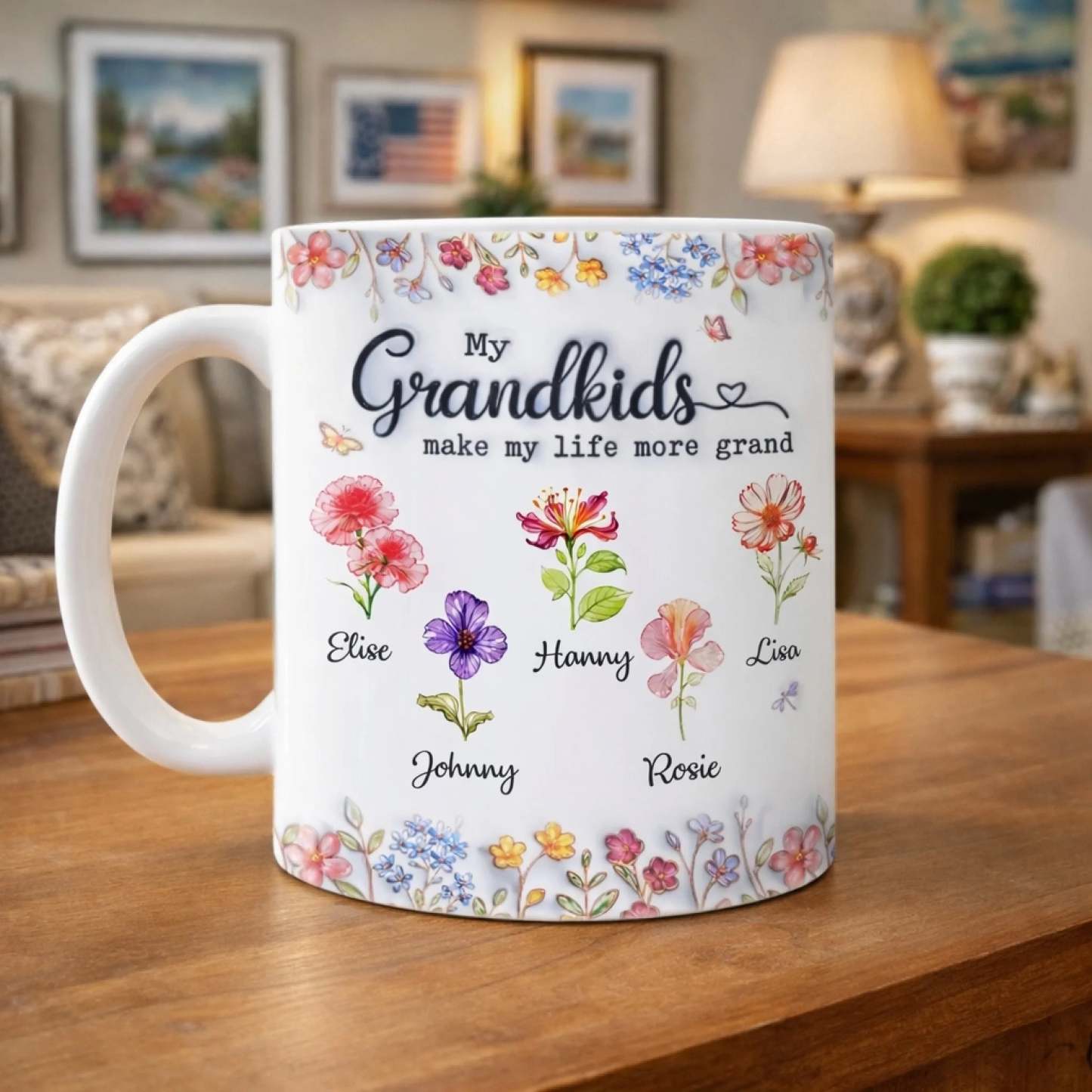 Custom 3D Inflated Effect Printed Mug - Personalized Mother's Day Gifts For Mom, Grandma - Grandkids Make Life Sweet