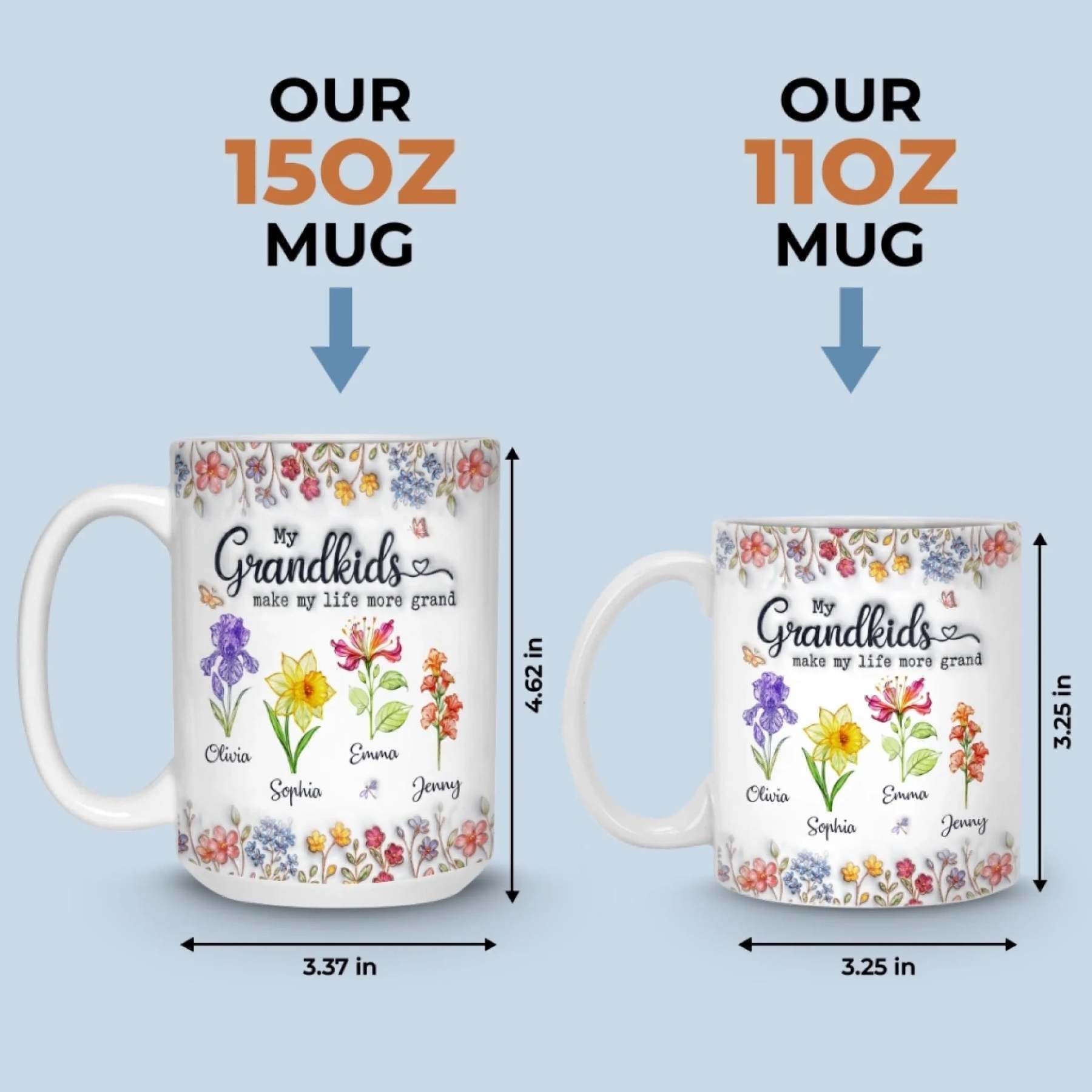 Custom 3D Inflated Effect Printed Mug - Personalized Mother's Day Gifts For Mom, Grandma - Grandkids Make Life Sweet