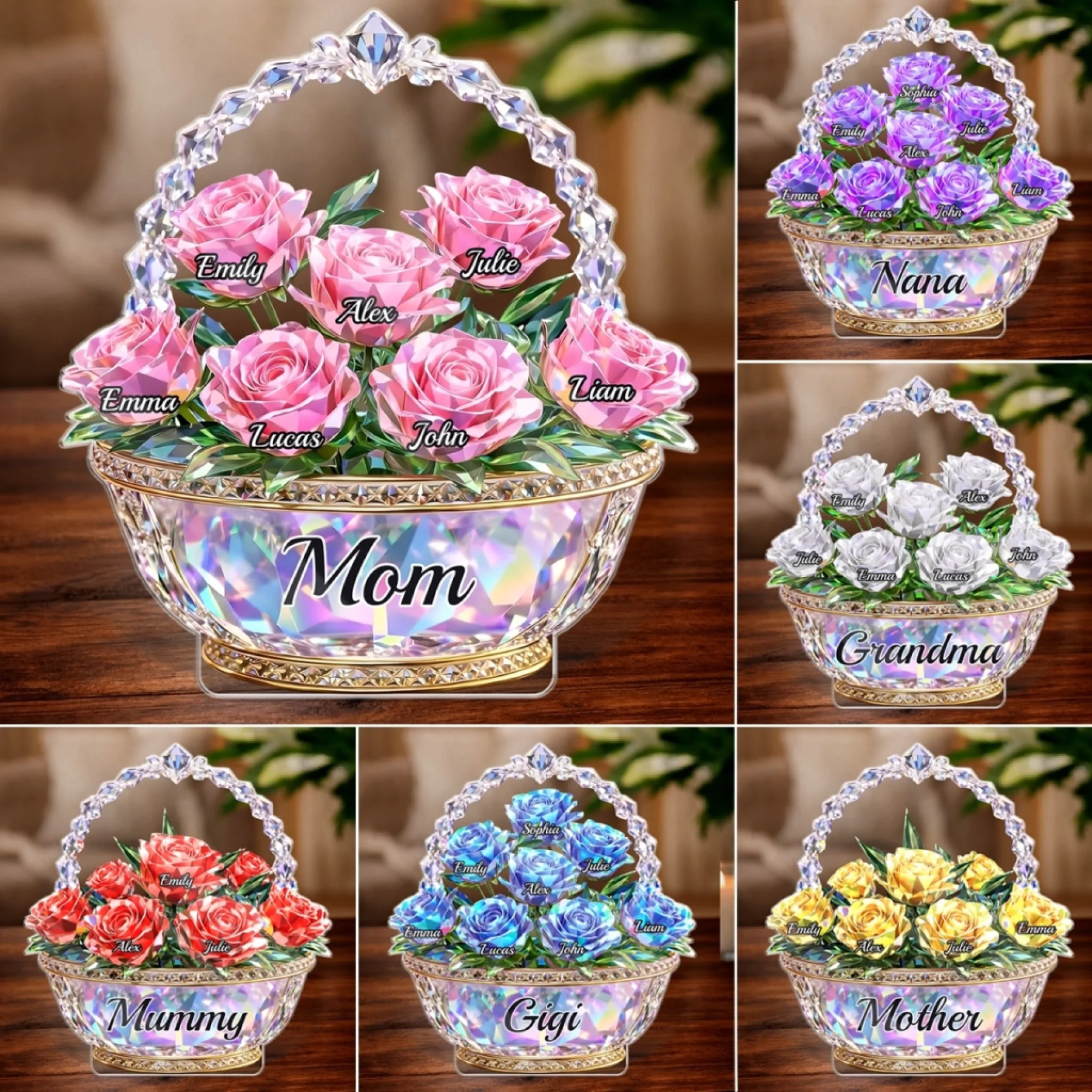 Custom Acrylic Plaque - Personalized Mother's Day Gifts For Mom, Grandma - Mom Is My Home