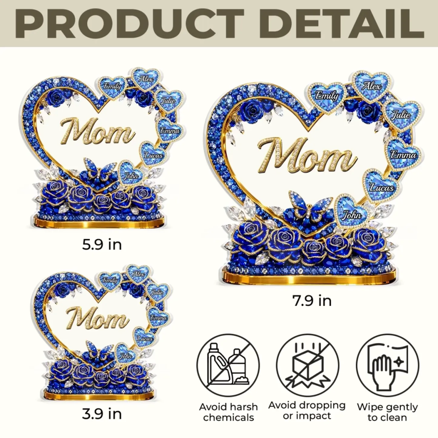 Custom Acrylic Plaque - Personalized Mother's Day Gifts For Mom, Grandma - Mom Heart Full Of Care