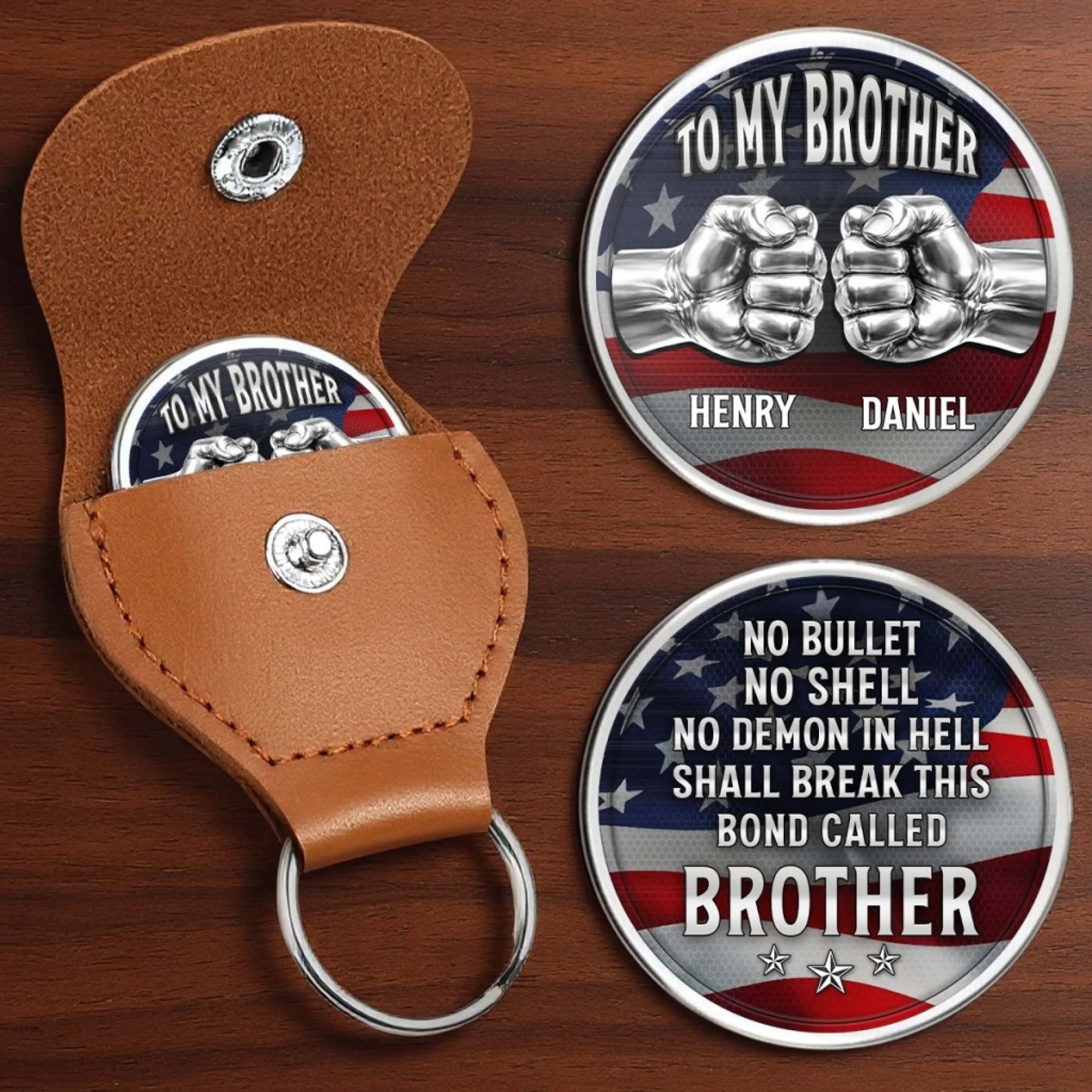 Custom Pocket Hug - Personalized America 250th Anniversary Gifts For Brother - Brothers Built On Trust