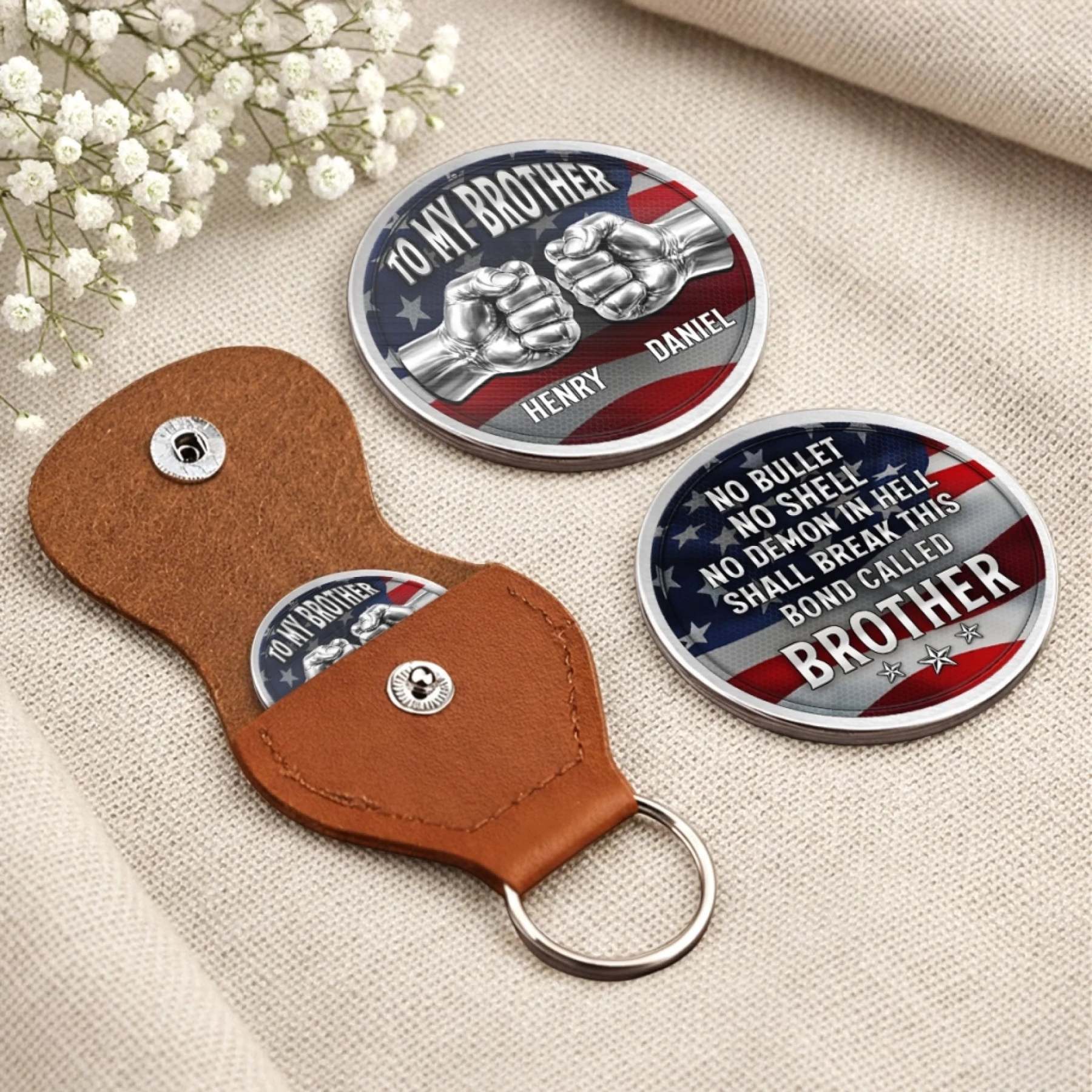 Custom Pocket Hug - Personalized America 250th Anniversary Gifts For Brother - Brothers Built On Trust