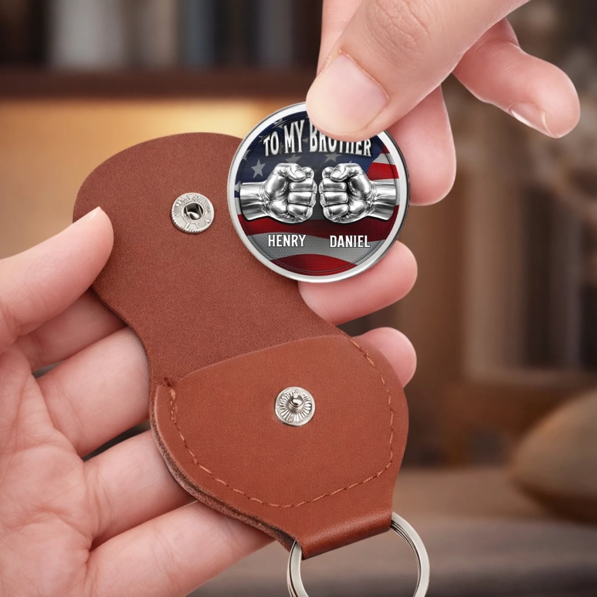 Custom Pocket Hug - Personalized America 250th Anniversary Gifts For Brother - Brothers Built On Trust