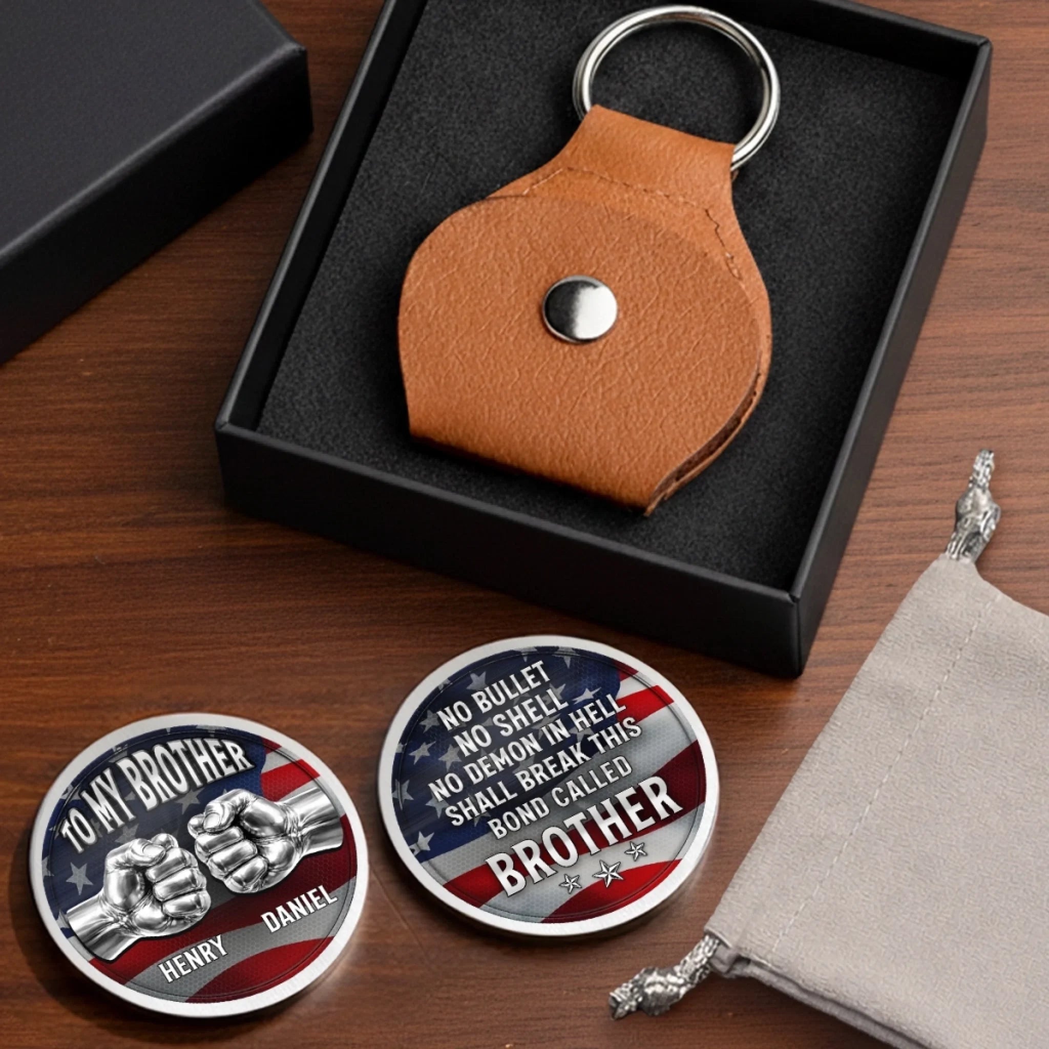 Custom Pocket Hug - Personalized America 250th Anniversary Gifts For Brother - Brothers Built On Trust