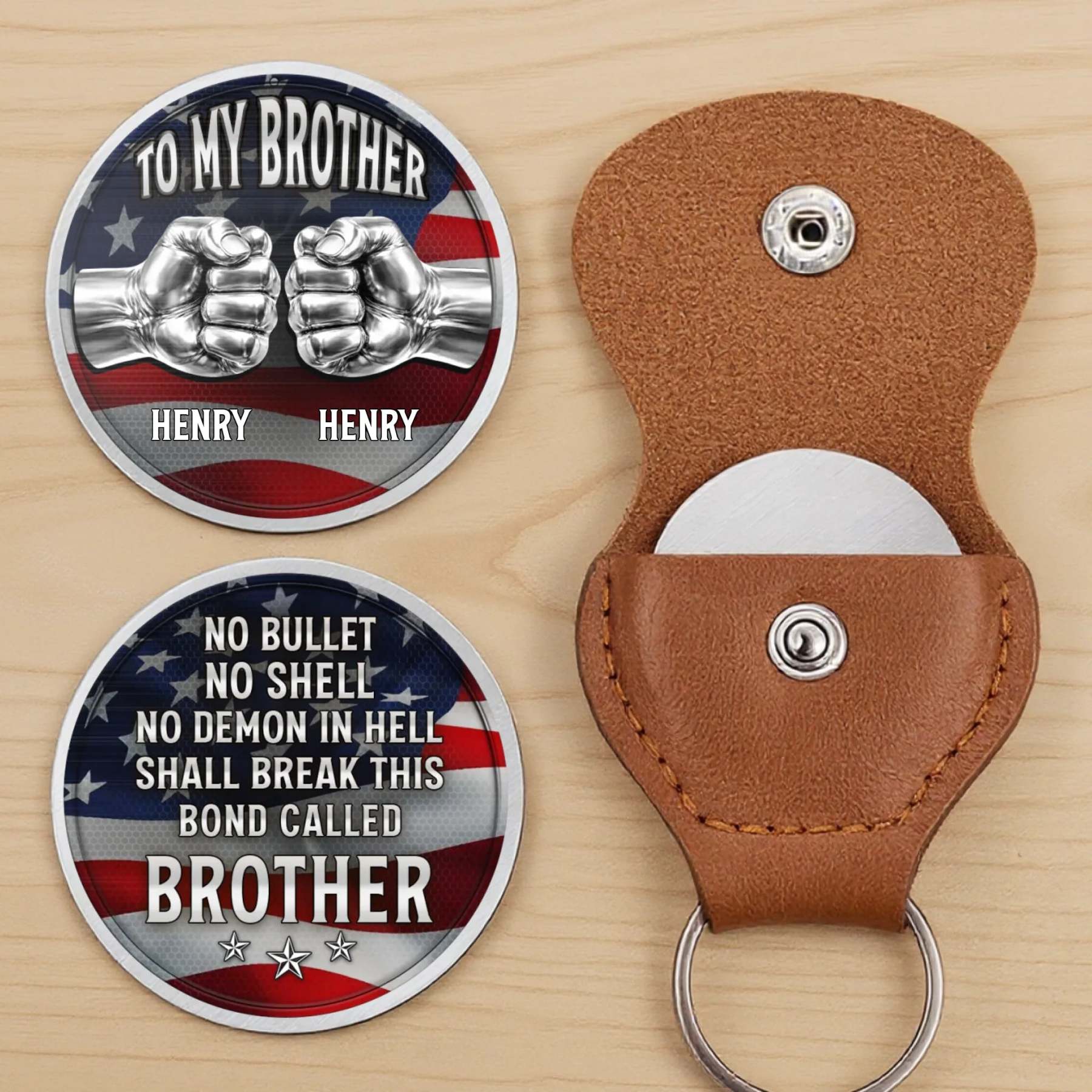 Custom Pocket Hug - Personalized America 250th Anniversary Gifts For Brother - Brothers Built On Trust