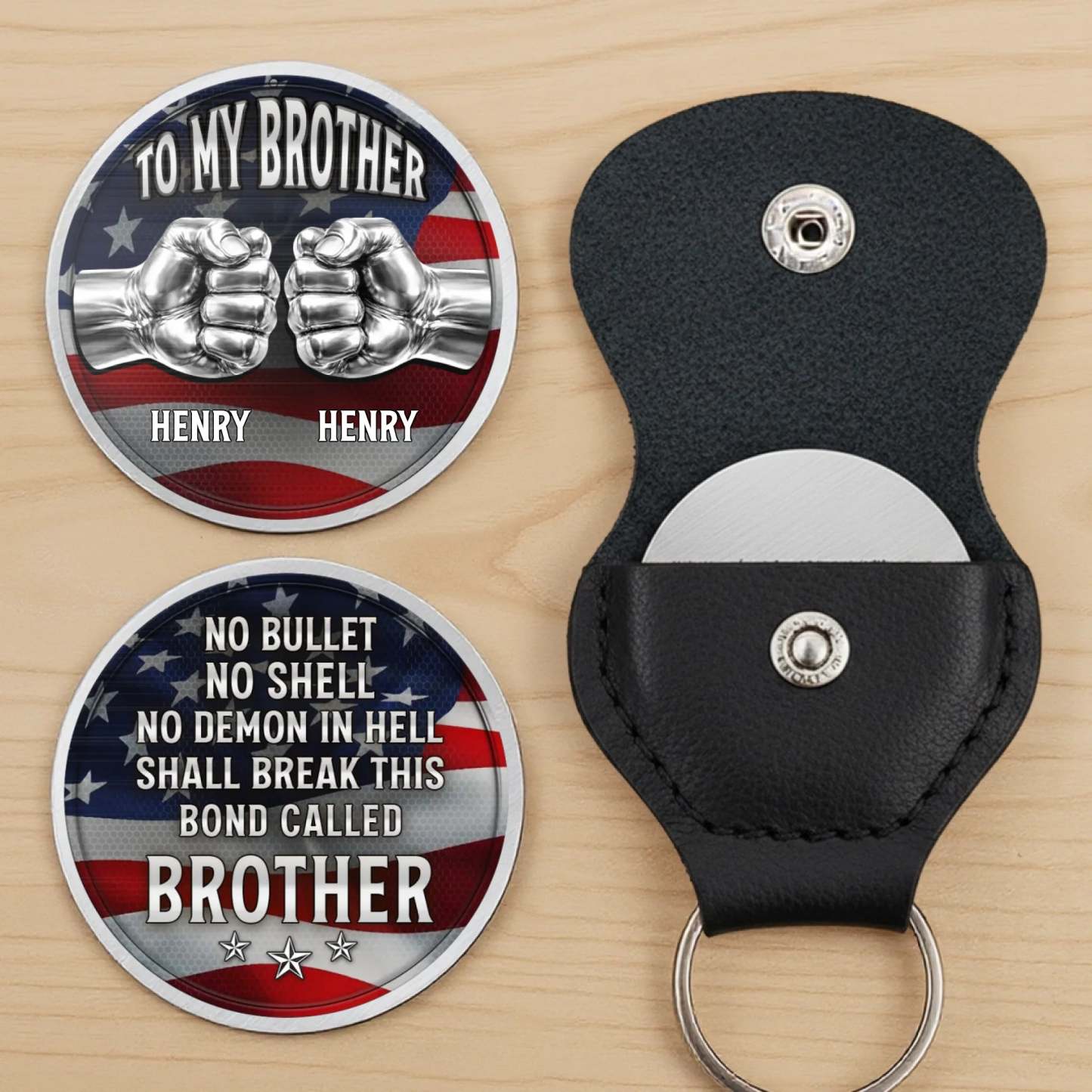 Custom Pocket Hug - Personalized America 250th Anniversary Gifts For Brother - Brothers Built On Trust