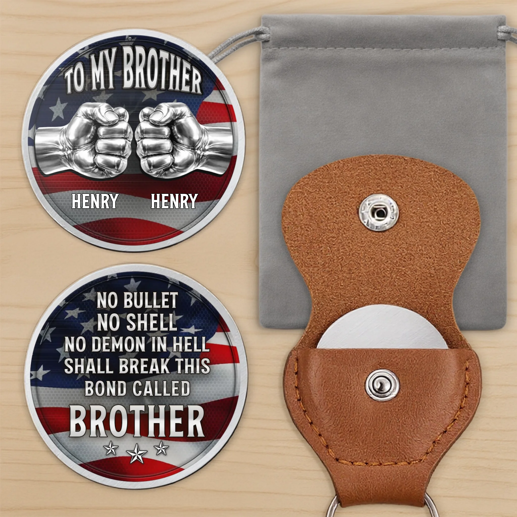 Custom Pocket Hug - Personalized America 250th Anniversary Gifts For Brother - Brothers Built On Trust