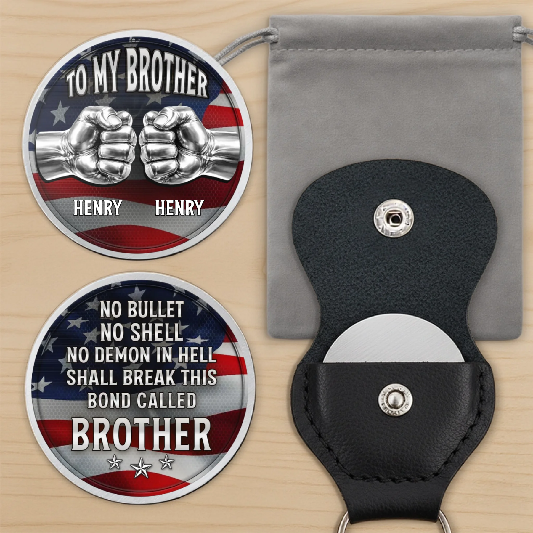 Custom Pocket Hug - Personalized America 250th Anniversary Gifts For Brother - Brothers Built On Trust