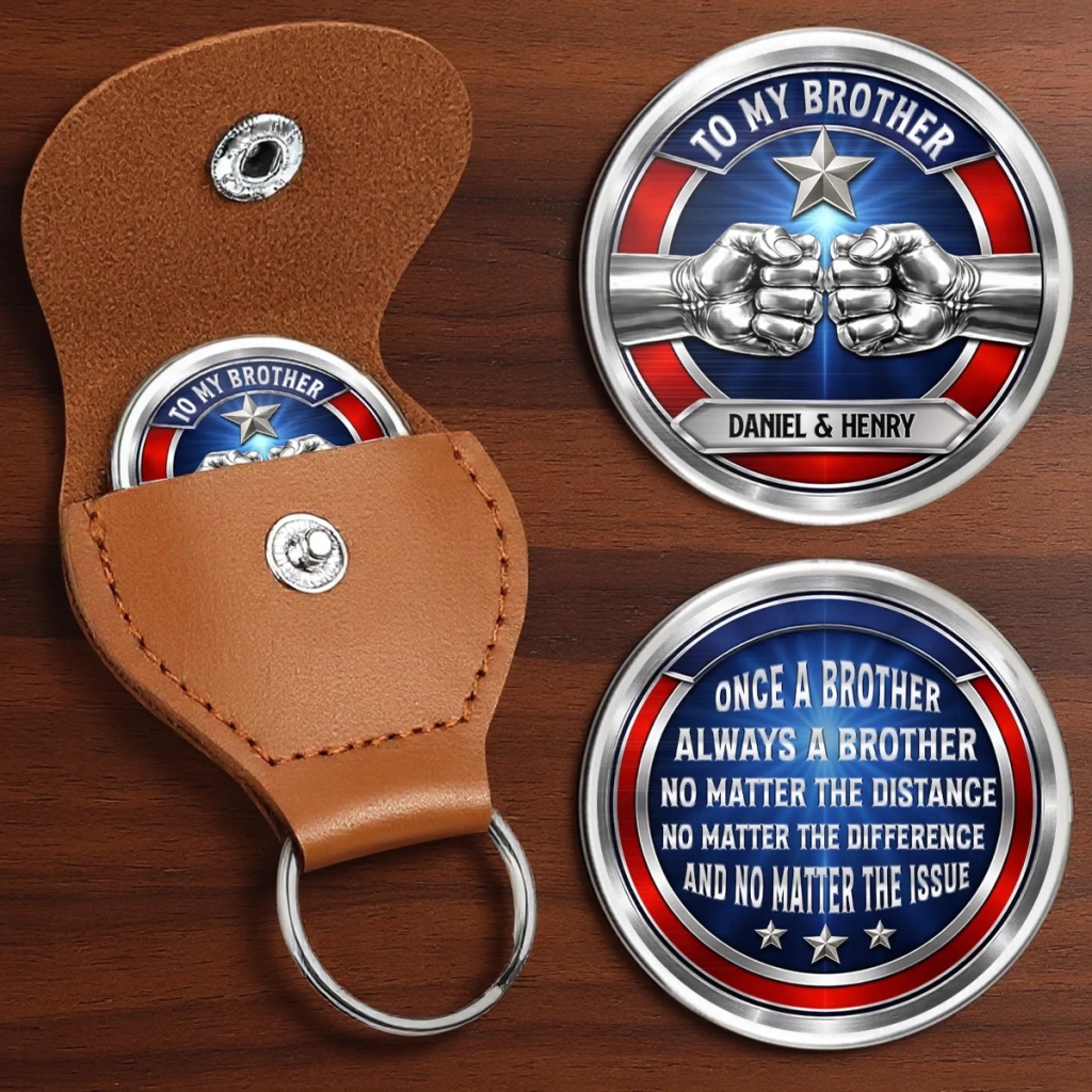 Custom Pocket Hug - Personalized America 250th Anniversary Gifts For Brother - One Soul, Two Brothers