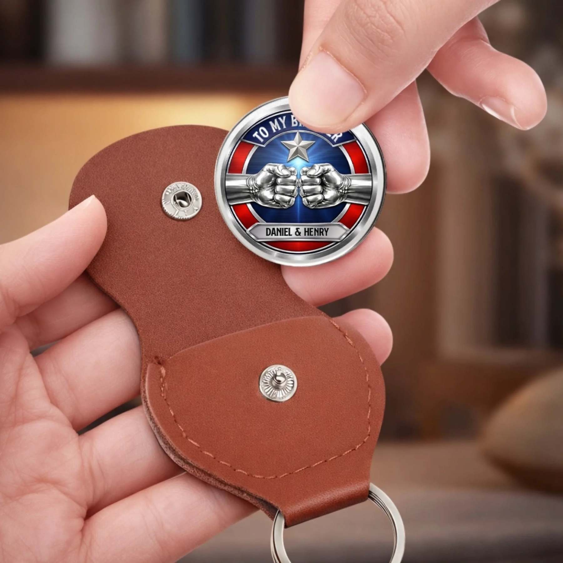 Custom Pocket Hug - Personalized America 250th Anniversary Gifts For Brother - Brothers Share One Soul