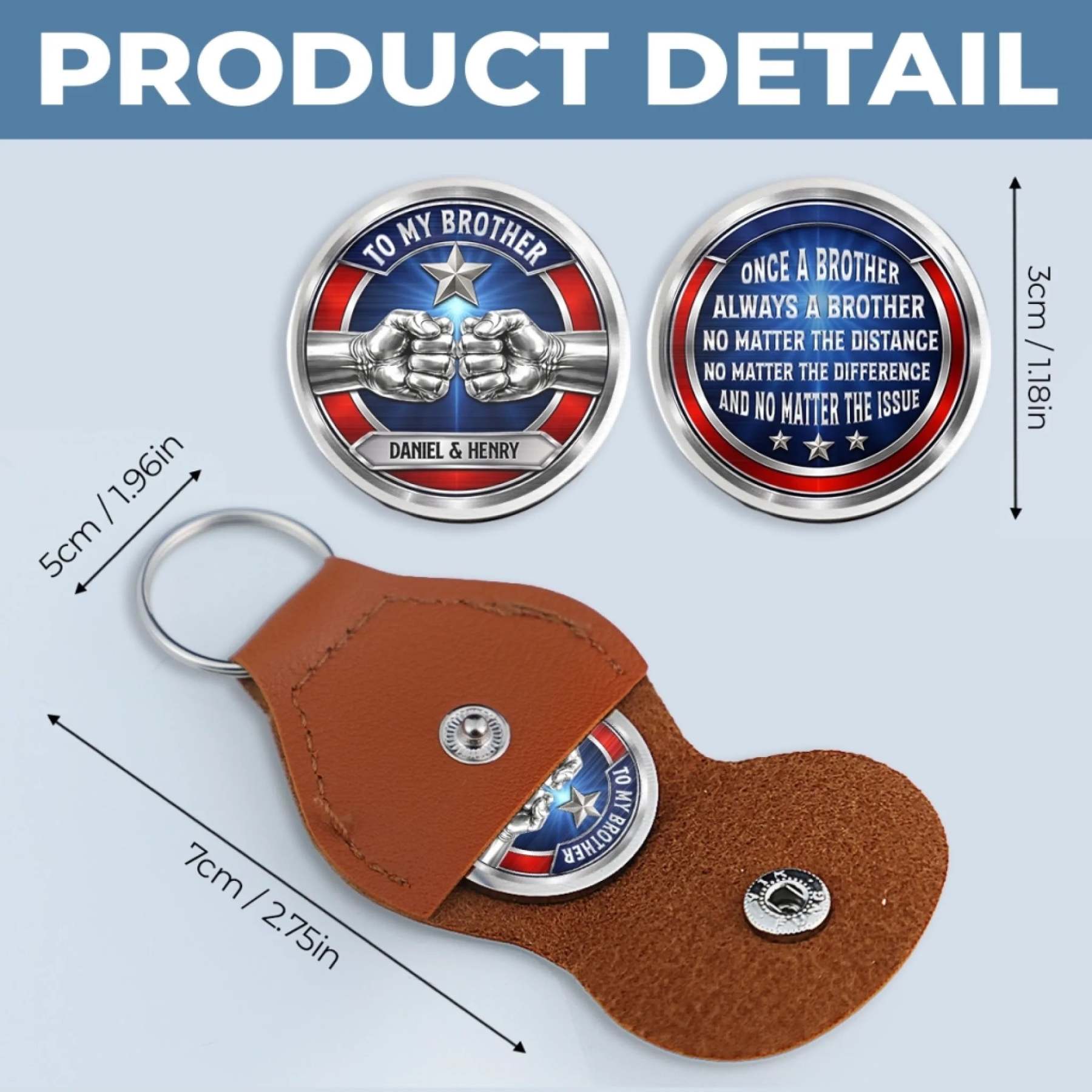 Custom Pocket Hug - Personalized America 250th Anniversary Gifts For Brother - Brothers Share One Soul