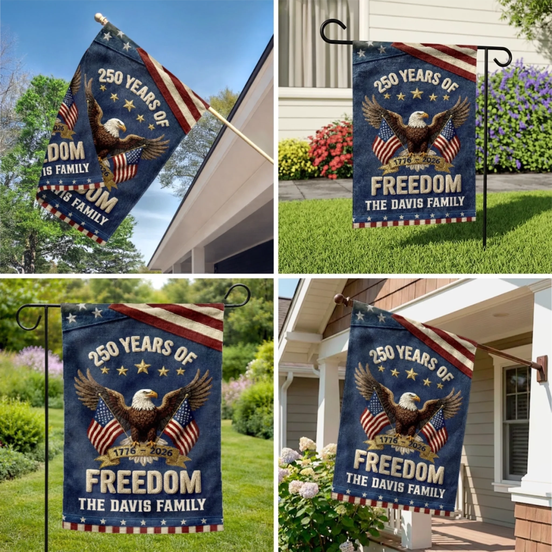 Custom Flag - Personalized America 250th Anniversary Gifts For Mom, Dad, Brother, Sister, Kids - Family Is Our Home