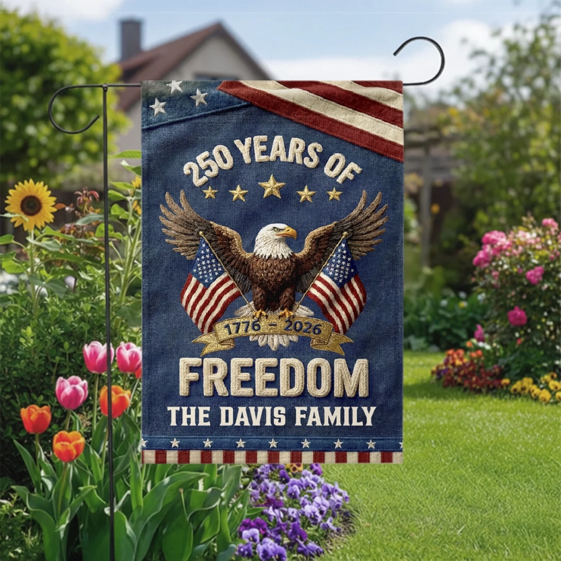Custom Flag - Personalized America 250th Anniversary Gifts For Mom, Dad, Brother, Sister, Kids - Family Is Our Home
