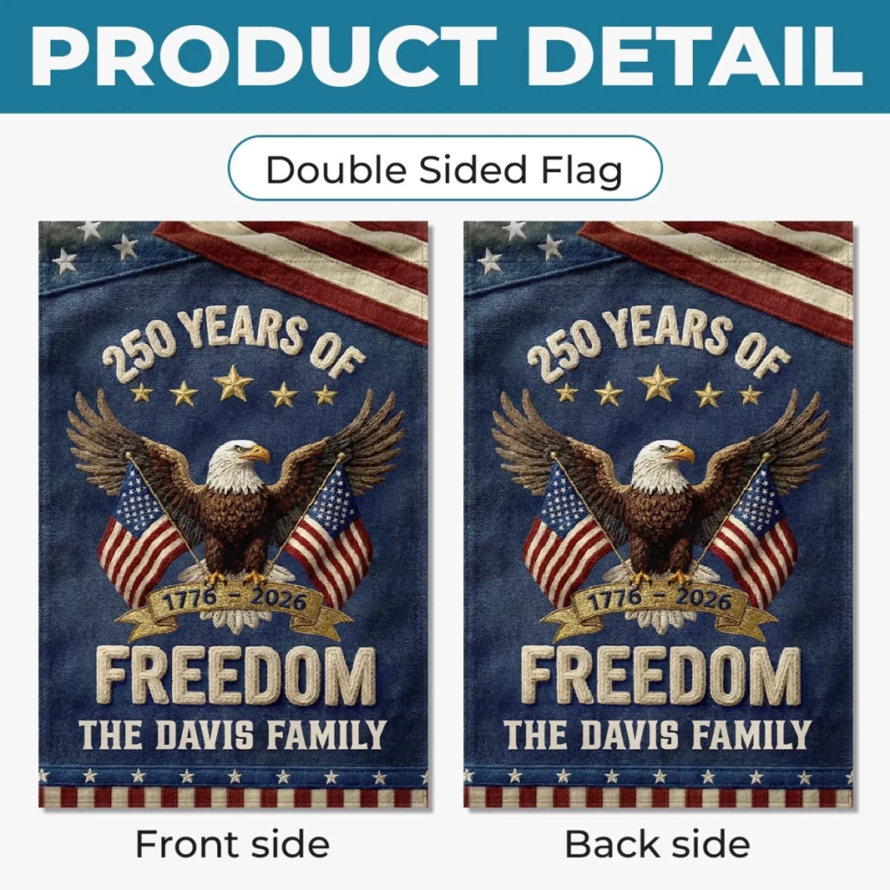 Custom Flag - Personalized America 250th Anniversary Gifts For Mom, Dad, Brother, Sister, Kids - Family Is Our Home
