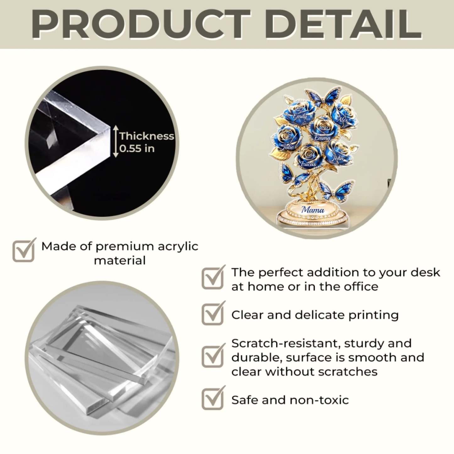 Custom Acrylic Plaque - Personalized Mother's Day Gifts For Mom, Grandma - Love Rooted In Motherhood