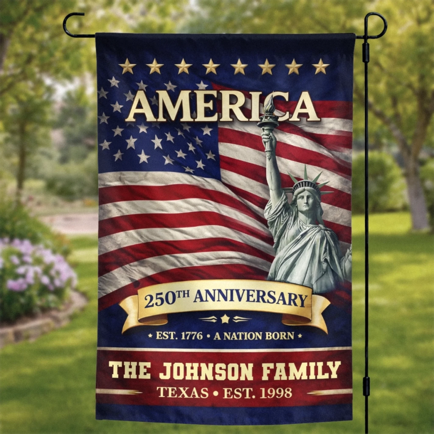 Custom Flag - Personalized America 250th Anniversary Gifts For Mom, Dad, Brother, Sister, Kids - Family Is Forever Love