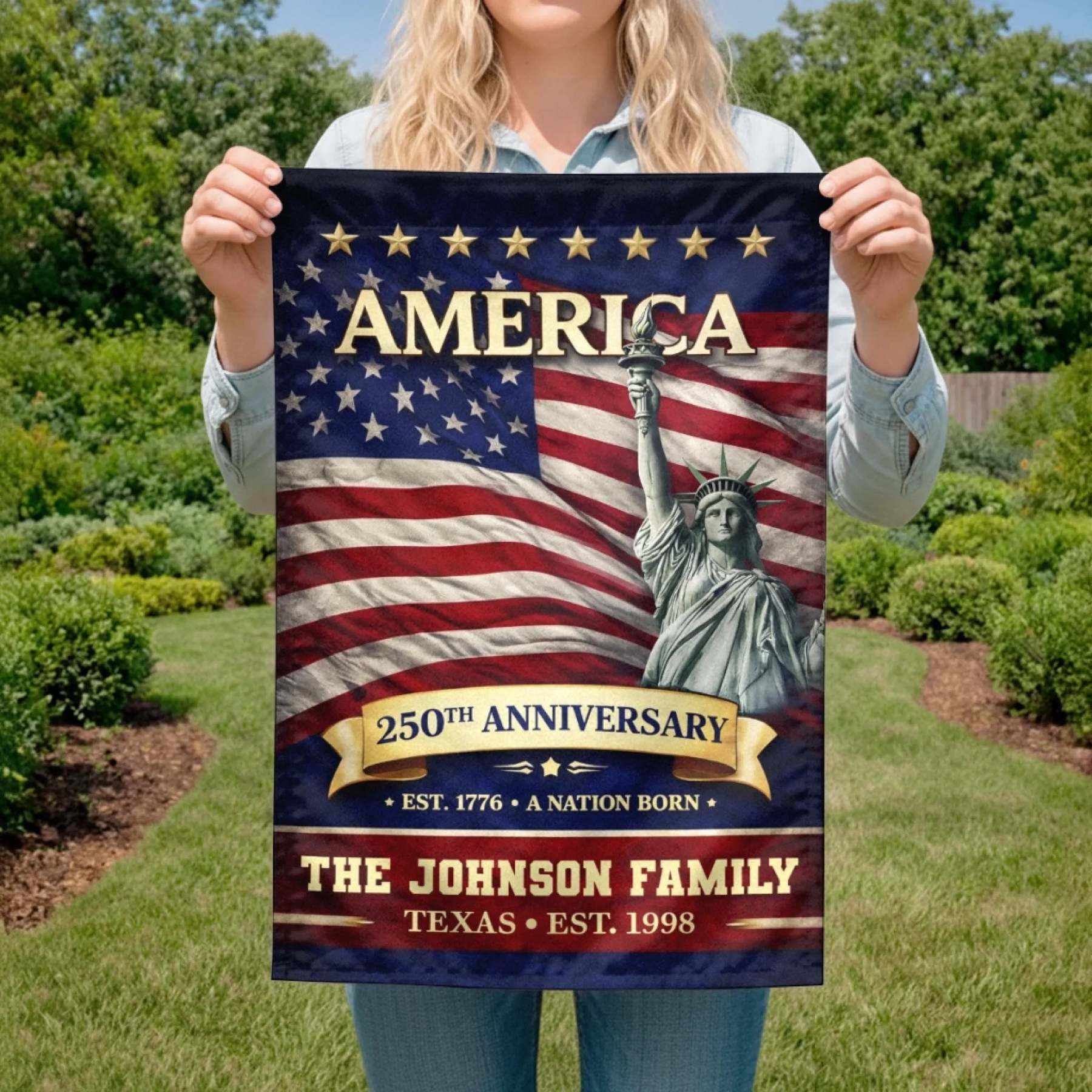 Custom Flag - Personalized America 250th Anniversary Gifts For Mom, Dad, Brother, Sister, Kids - Family Is Forever Love