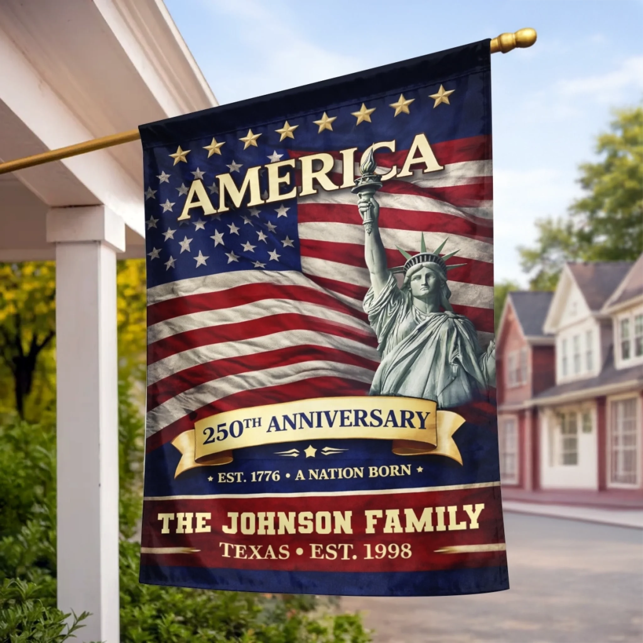 Custom Flag - Personalized America 250th Anniversary Gifts For Mom, Dad, Brother, Sister, Kids - Family Is Forever Love