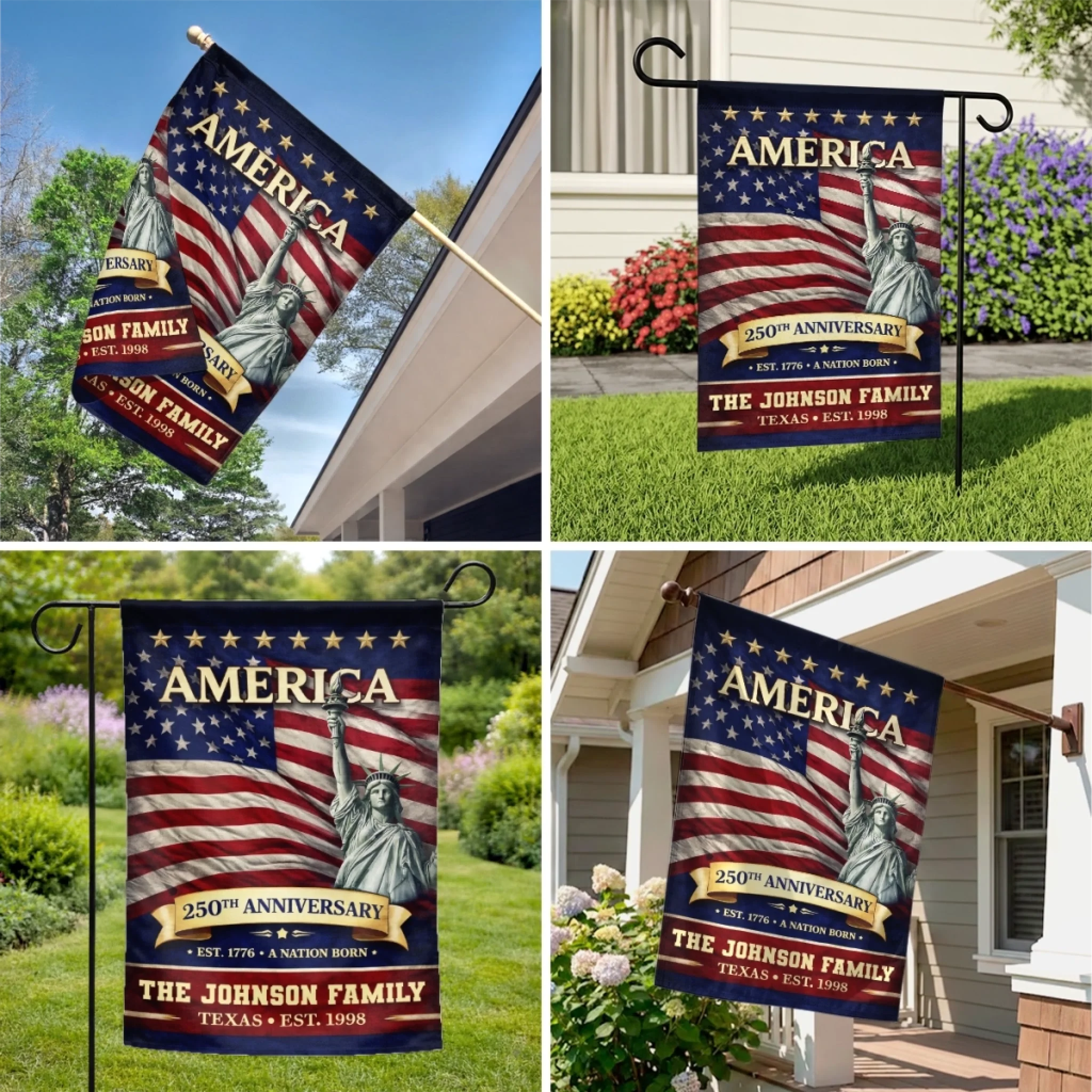 Custom Flag - Personalized America 250th Anniversary Gifts For Mom, Dad, Brother, Sister, Kids - Family Is Forever Love