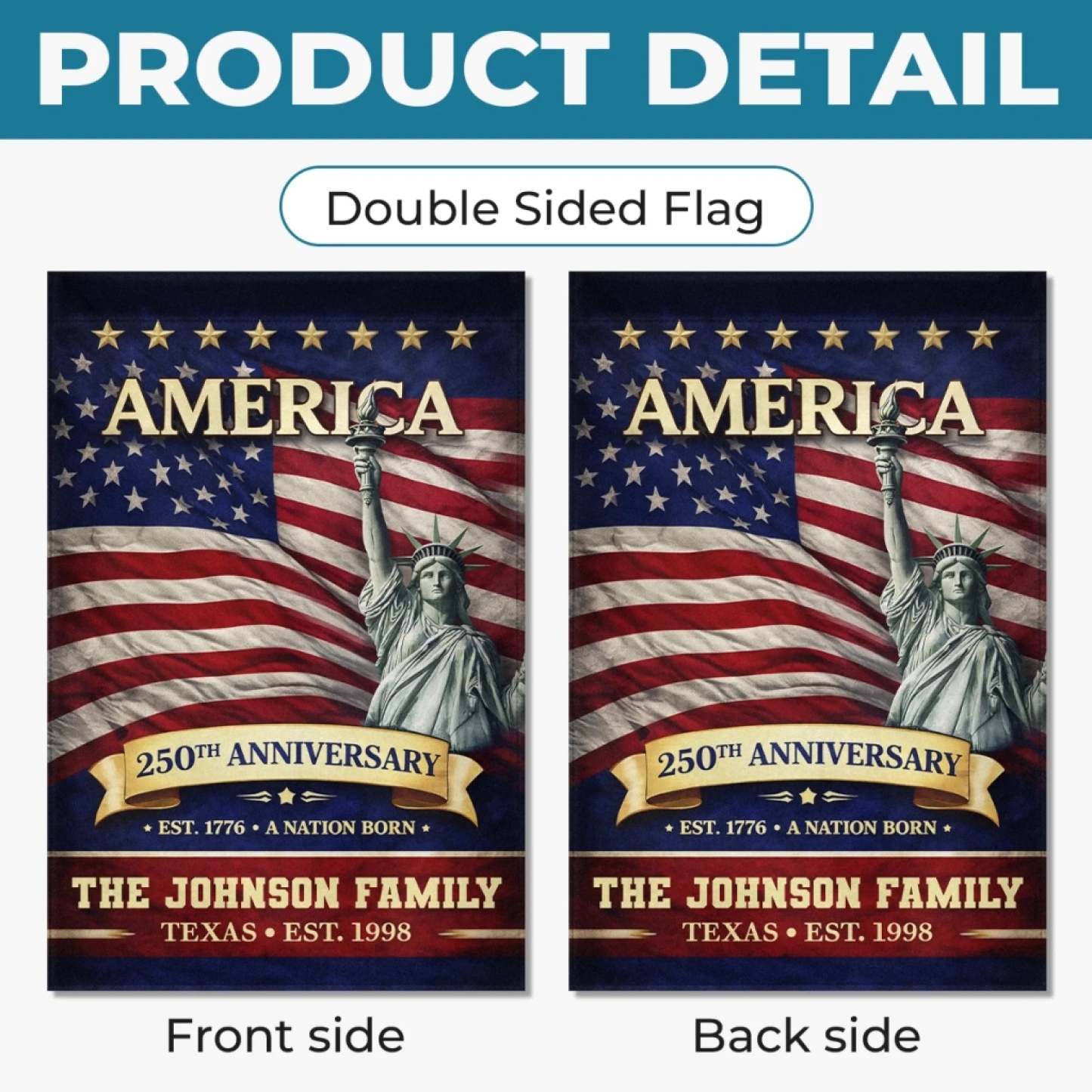 Custom Flag - Personalized America 250th Anniversary Gifts For Mom, Dad, Brother, Sister, Kids - Family Is Forever Love