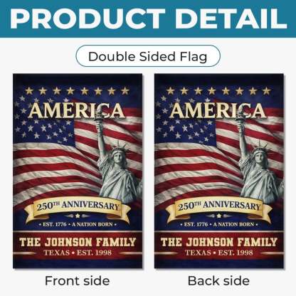 Custom Flag - Personalized America 250th Anniversary Gifts For Mom, Dad, Brother, Sister, Kids - Family Is Forever Love